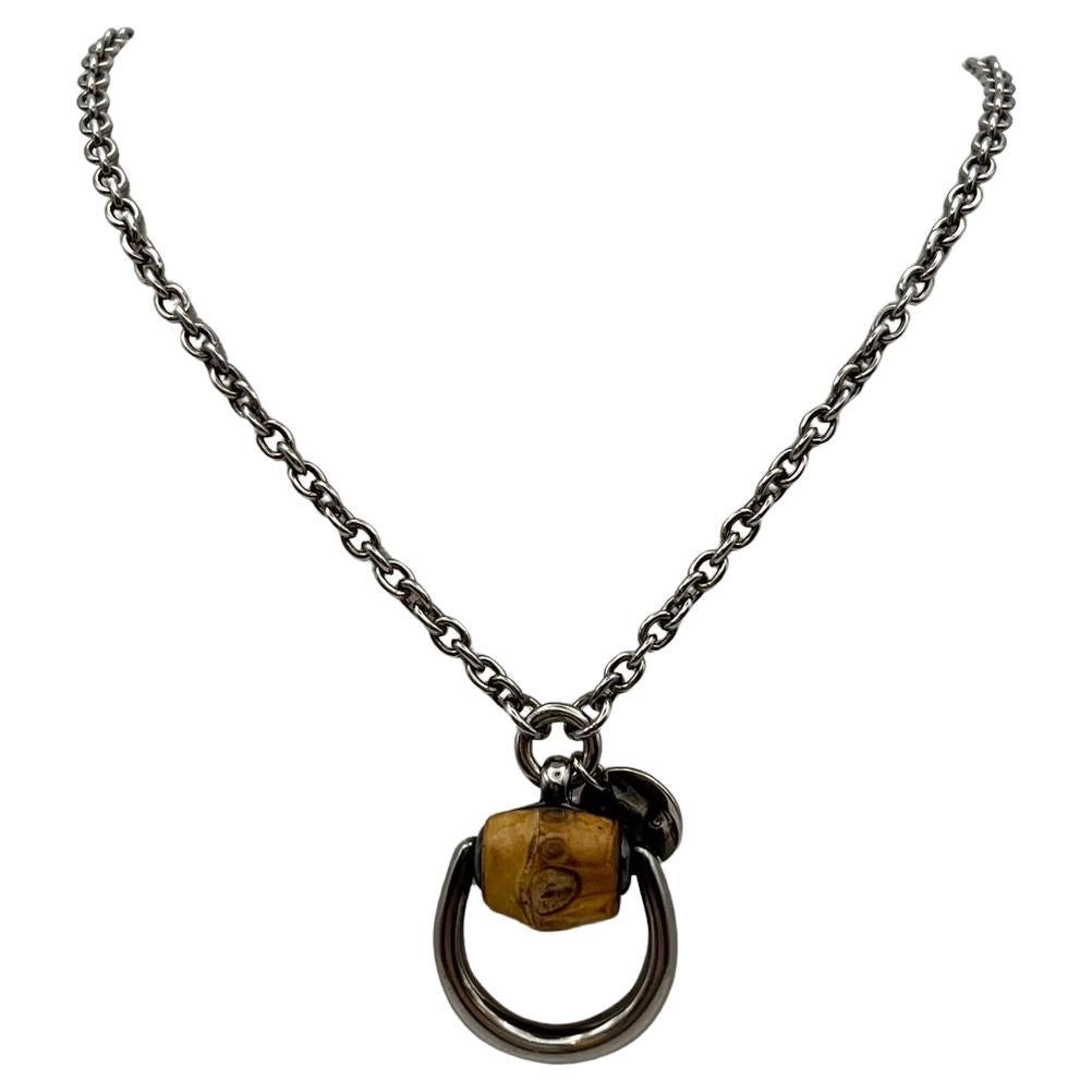 Collar Gucci Horsebit con bambú plateado