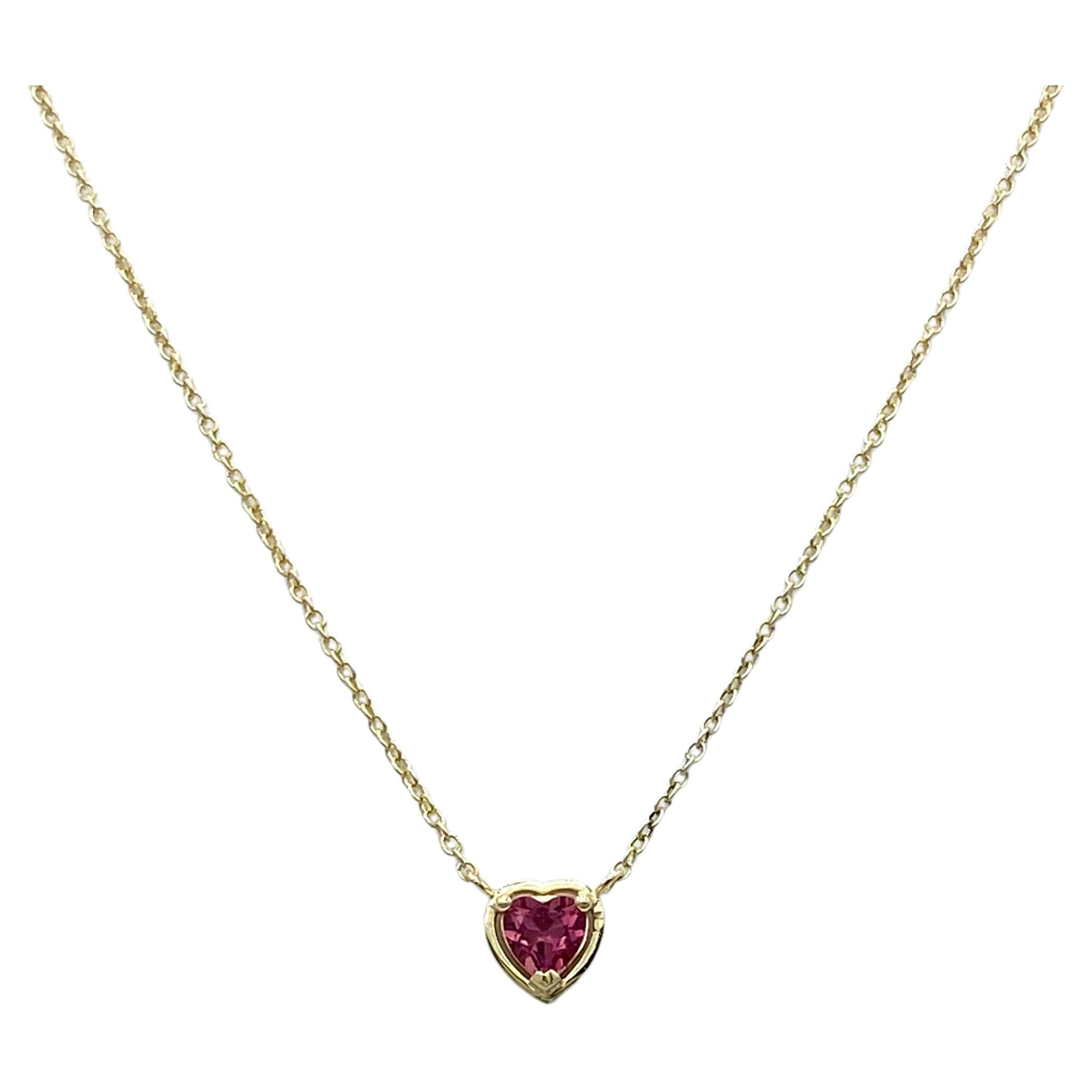 Collana en Oro 18 carats avec cœur central en tormalina rose, fabriqué en Italie
