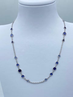 Collier en or blanc 18Kt avec saphirs bleus Fabriqué en Italie