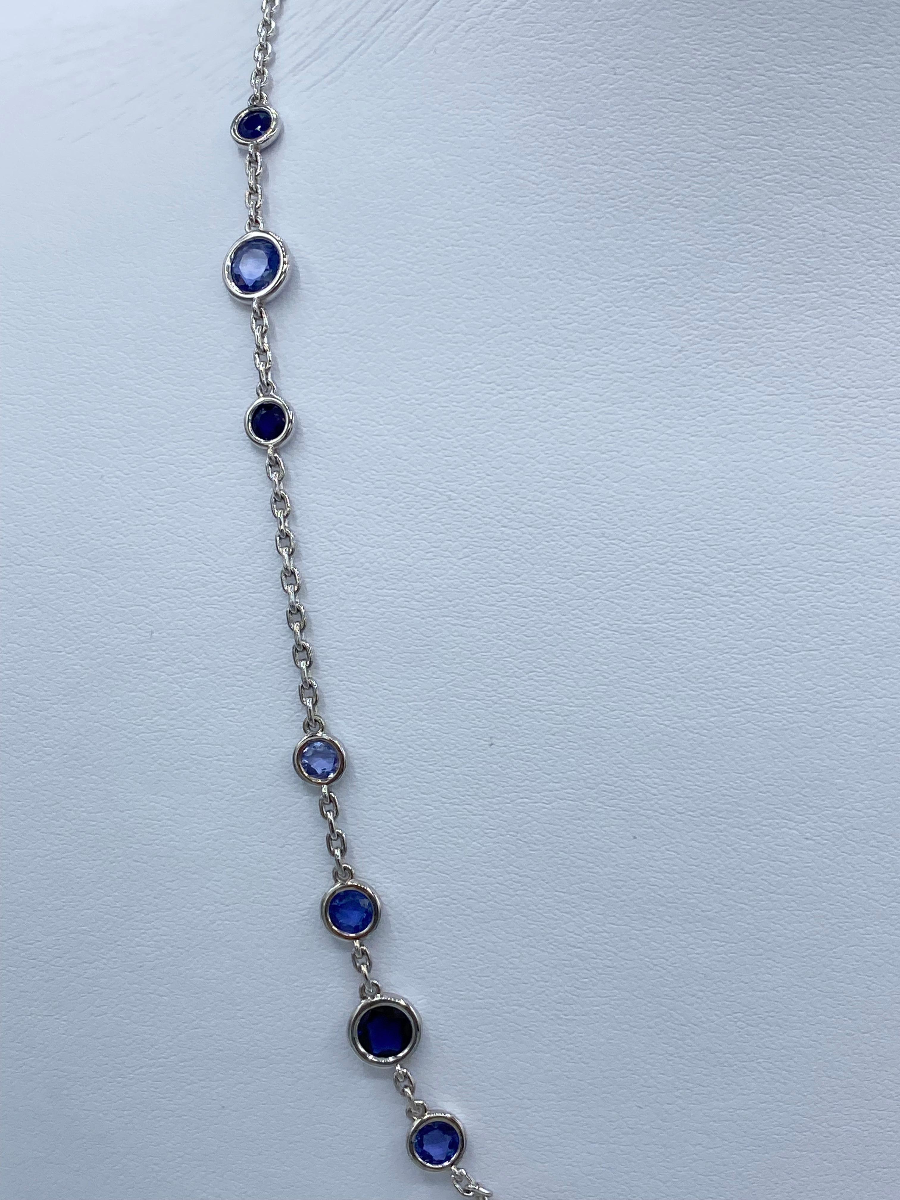 Artisan Collana in oro bianco 18Kt con zaffiri blu Made in Italy For Sale