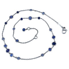 Collana in oro bianco 18Kt con zaffiri blu Made in Italy