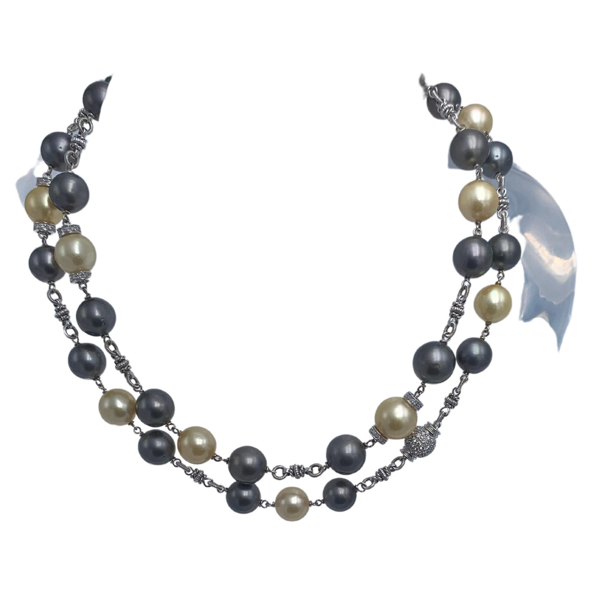 white gold diamond and south sea pearl necklace