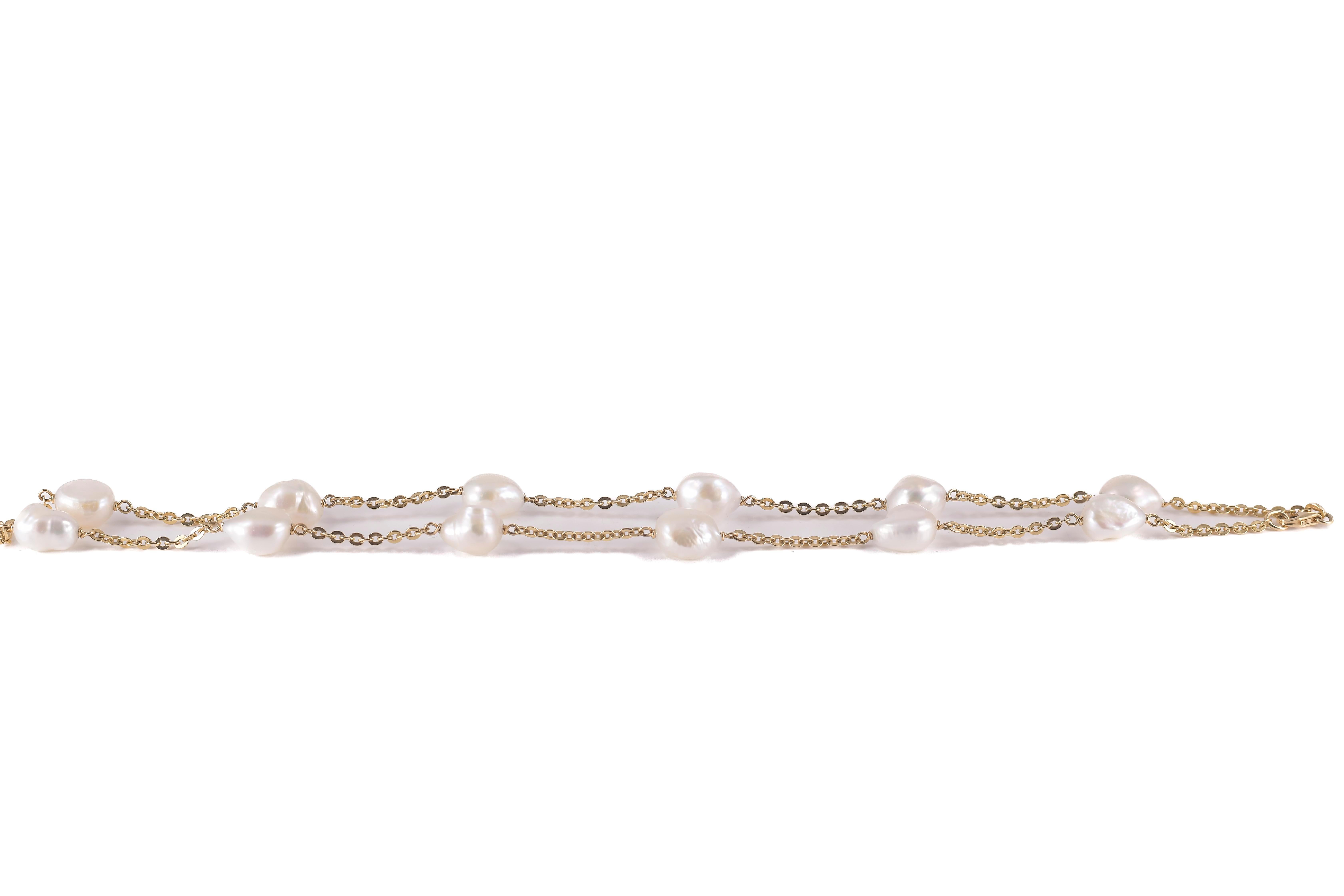 Collar de oro con perlas alternas Oval Cut en venta