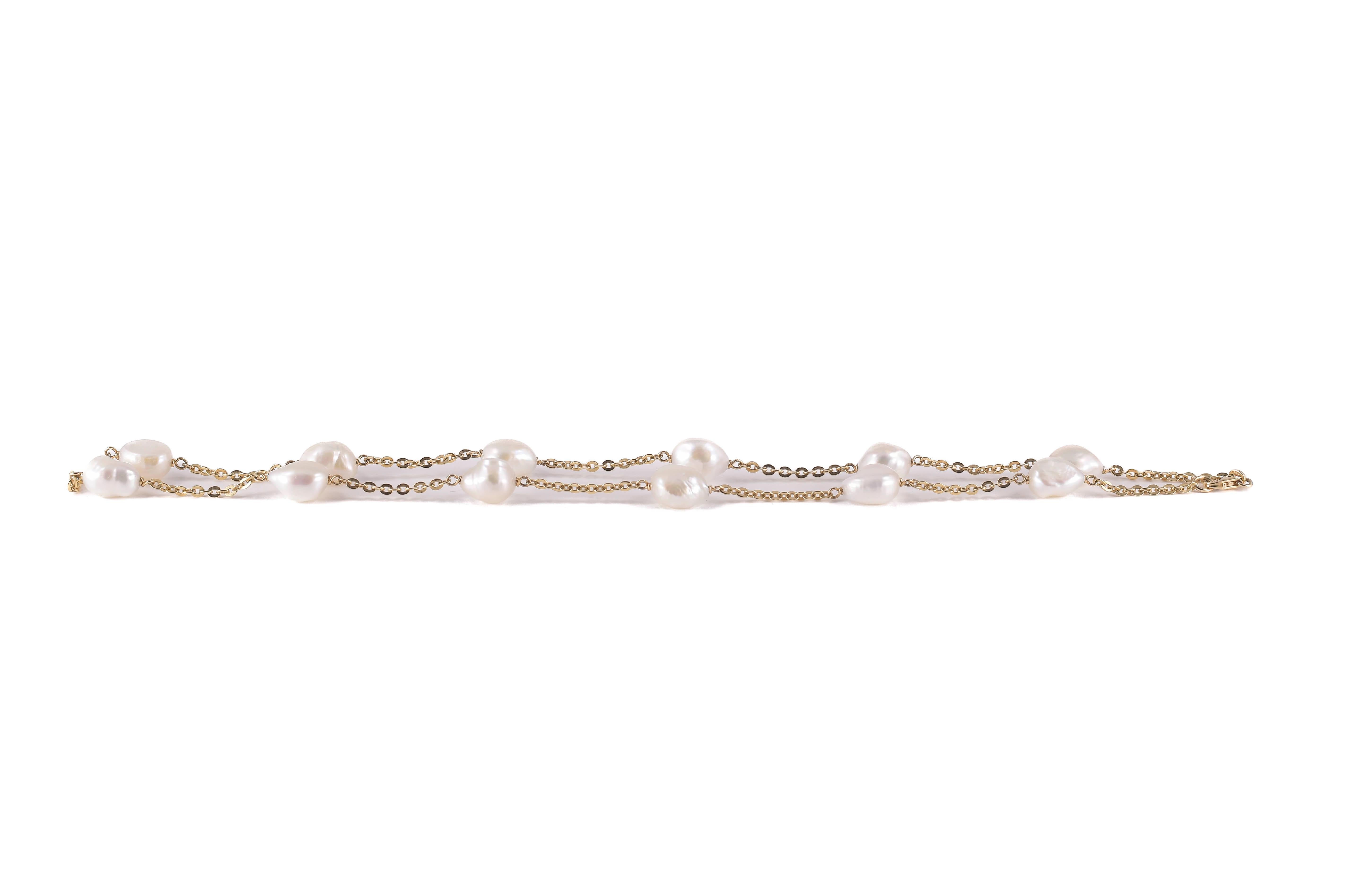 De las mujeres Collar de oro con perlas alternas en venta