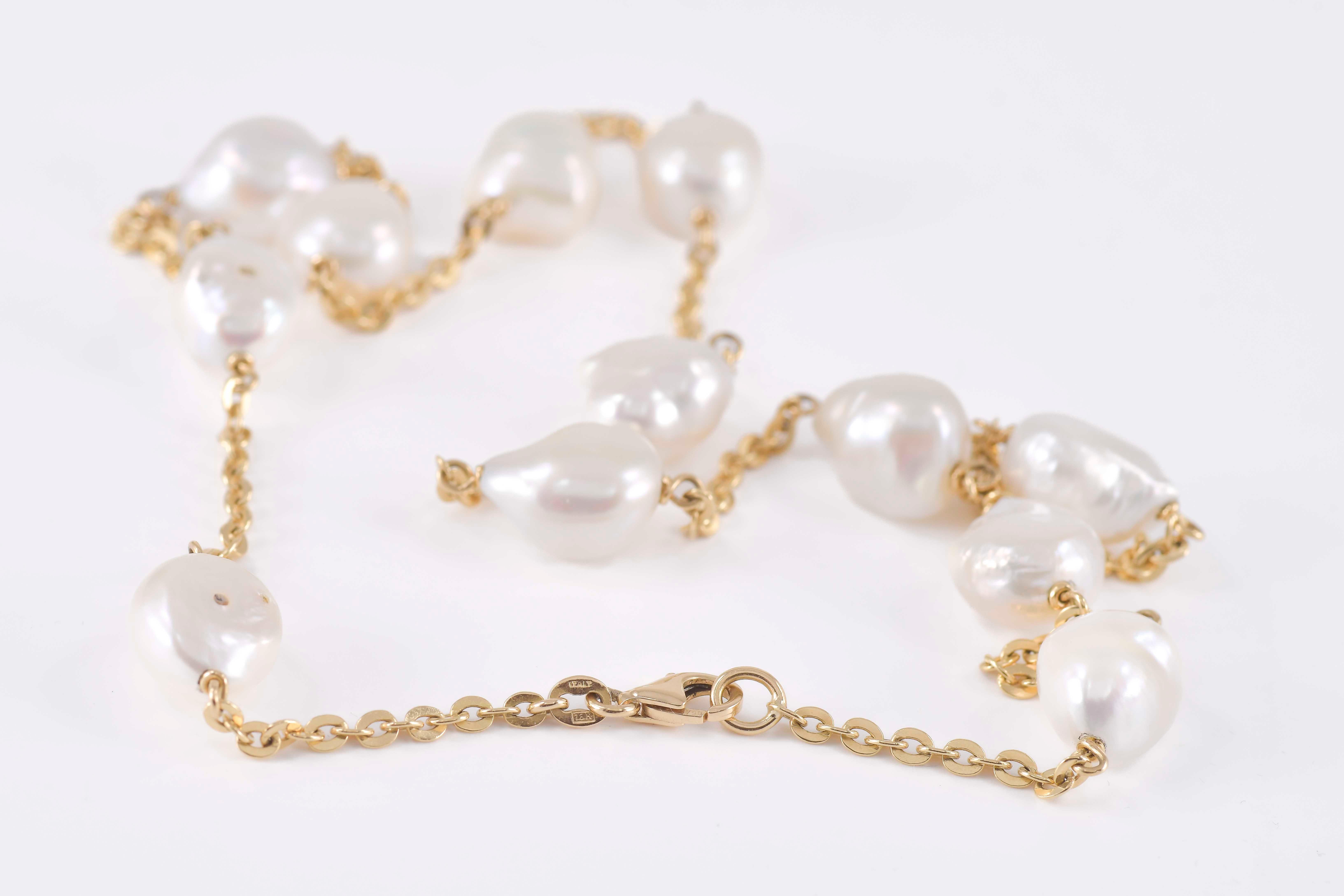 Collar de oro con perlas alternas en venta 1