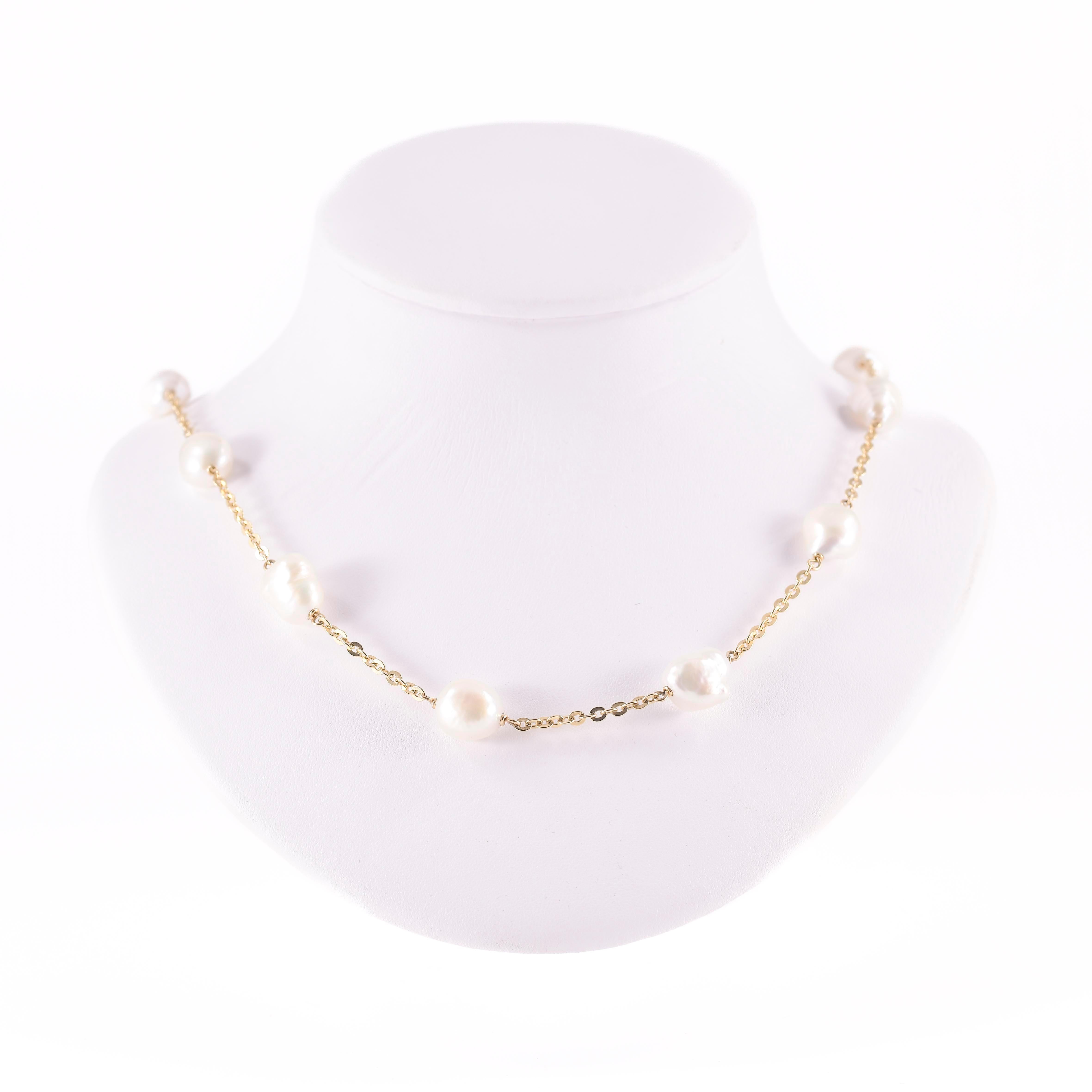 Collar de oro con perlas alternas en venta 2