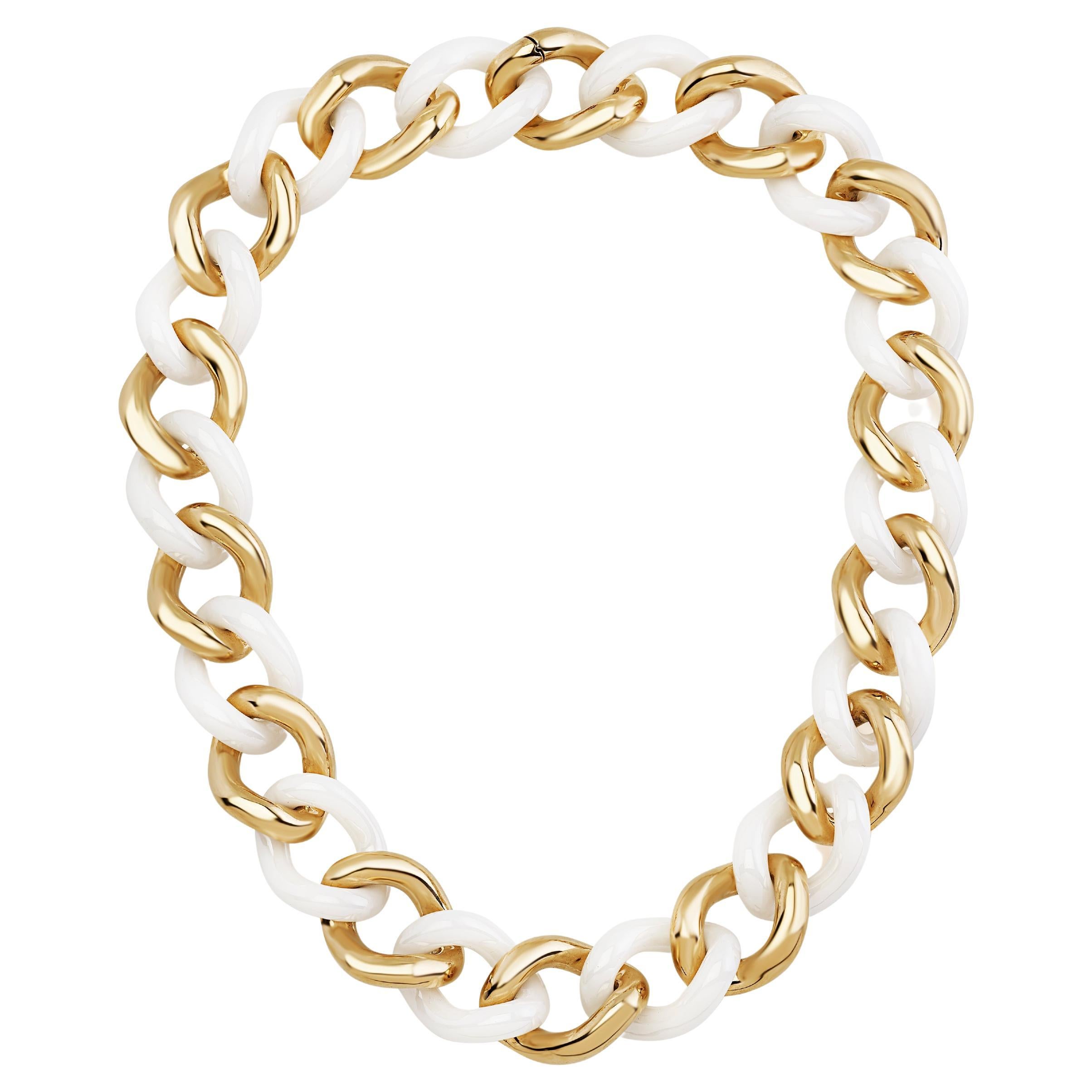 Collana in Oro e Ceramica Bianca Maglia S - Collezione FASHION GROUMETTE*