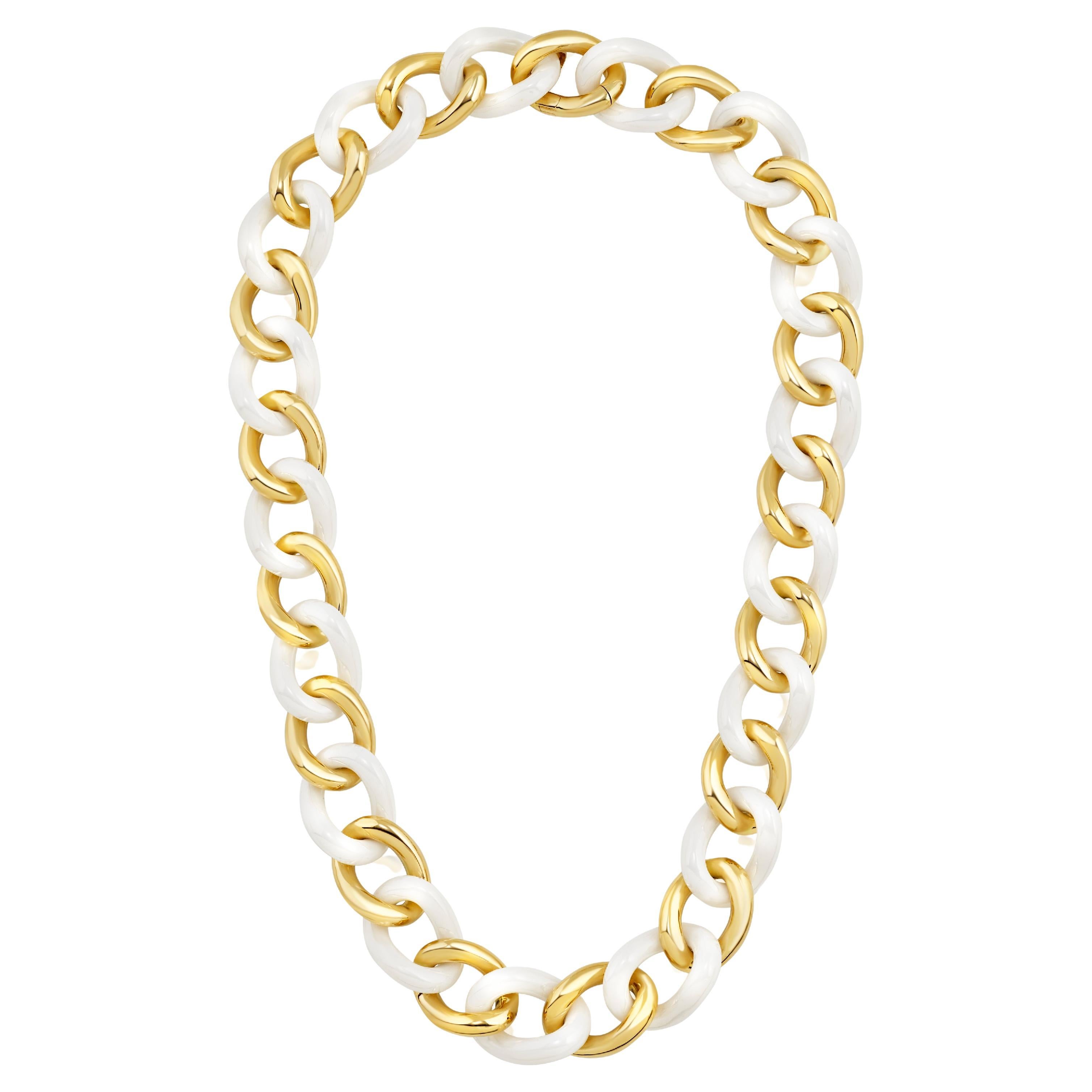 Collana in Oro e Ceramica Bianca Maglia XS - Collezione FASHION GROUMETTE*