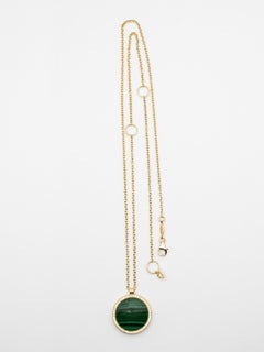 Yellow Gold Necklace with Malachite and Diamond Pendant