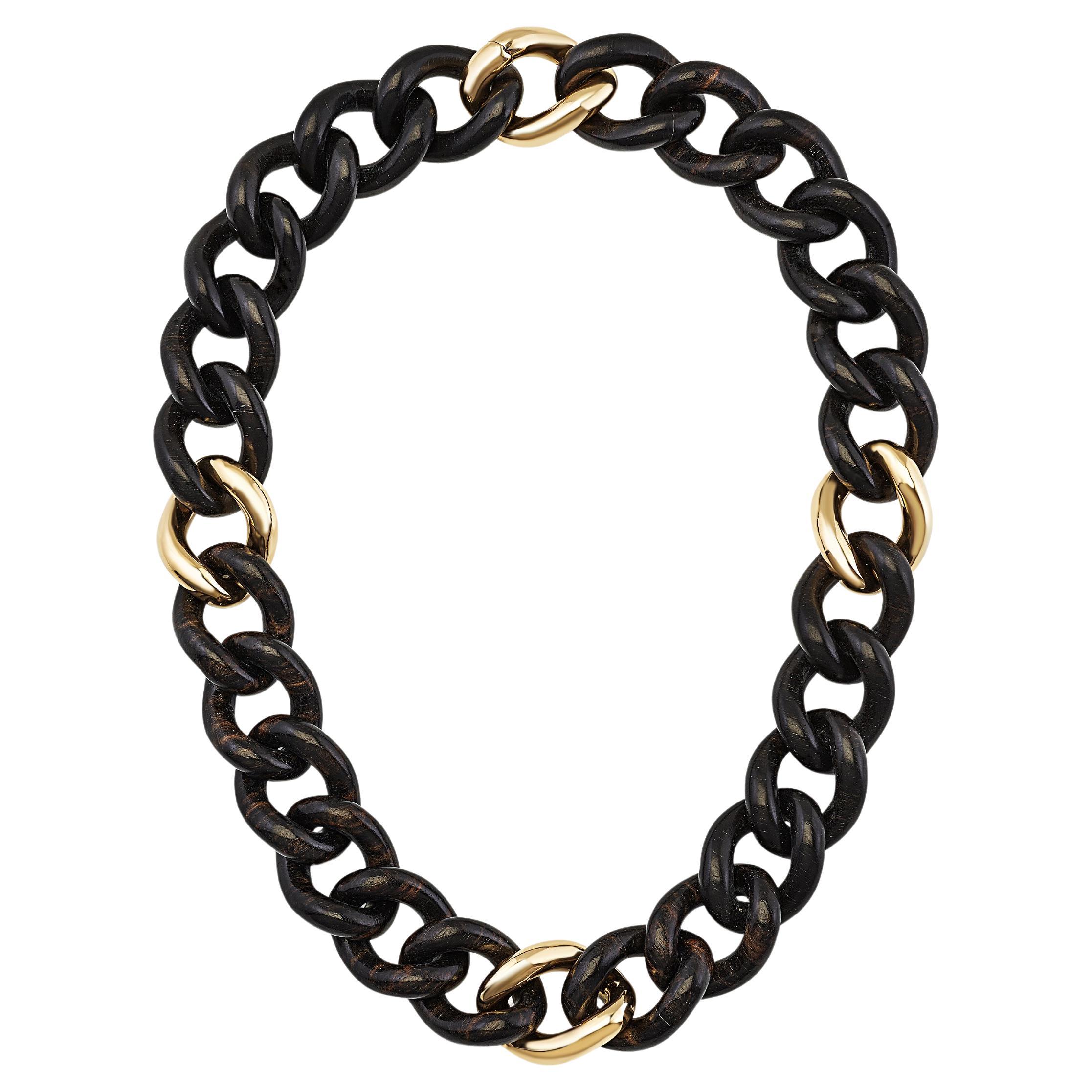 Collana in Oro Giallo e Ebano Maglia Misura S - Collezione NATURAL GROUMETTE*