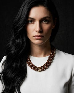 Collana in Oro Giallo e Legno Maglia Misura S - Collezione NATURAL GROUMETTE*