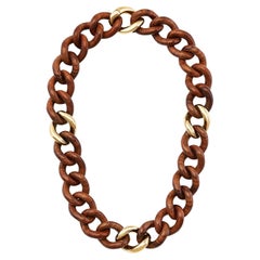 Collana in Oro Giallo e Legno Maglia Misura S - Collezione NATURAL GROUMETTE*