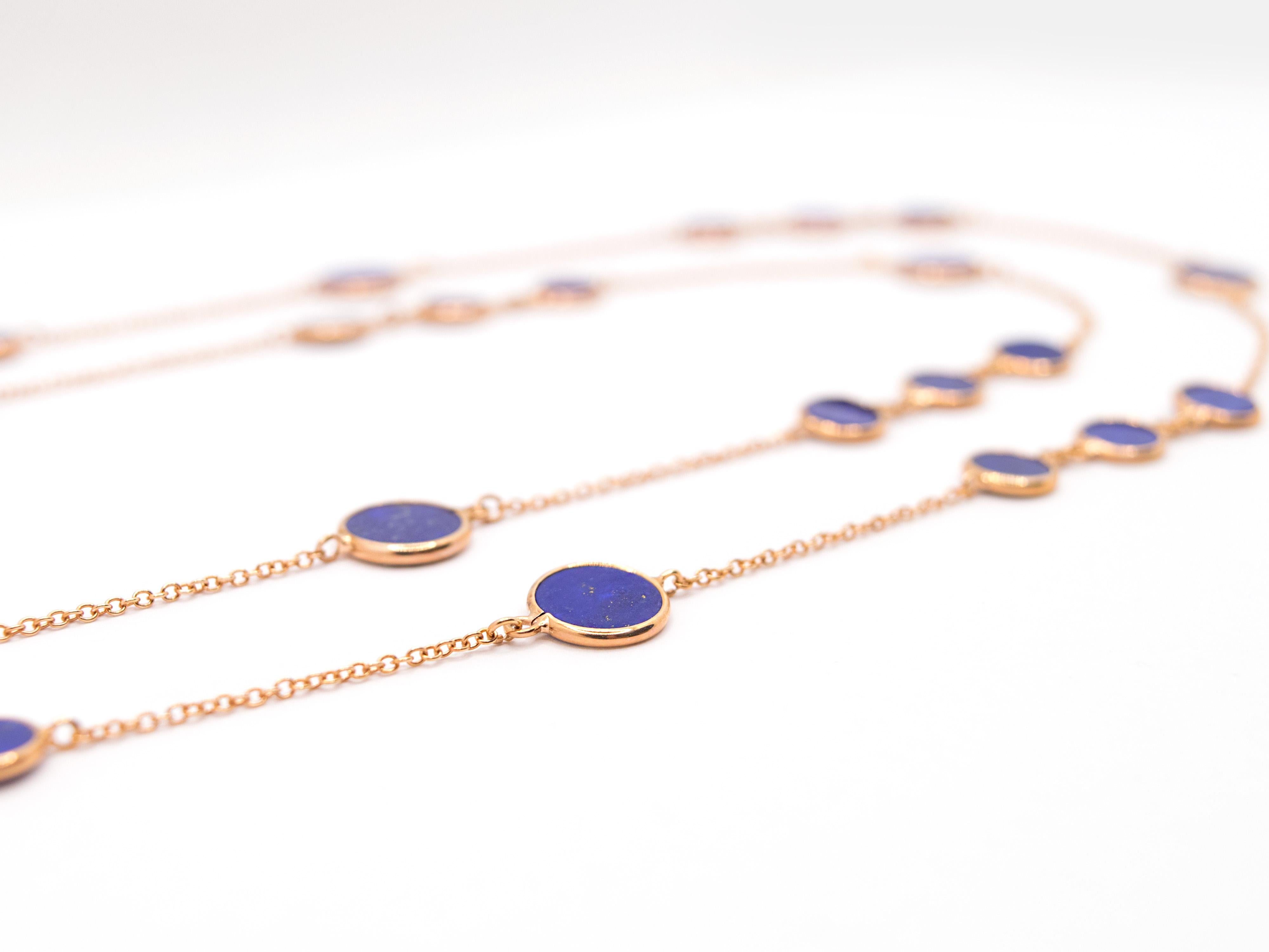 Contemporary 18Kt Rose Gold and Lapis Lazuli Necklace For Sale
