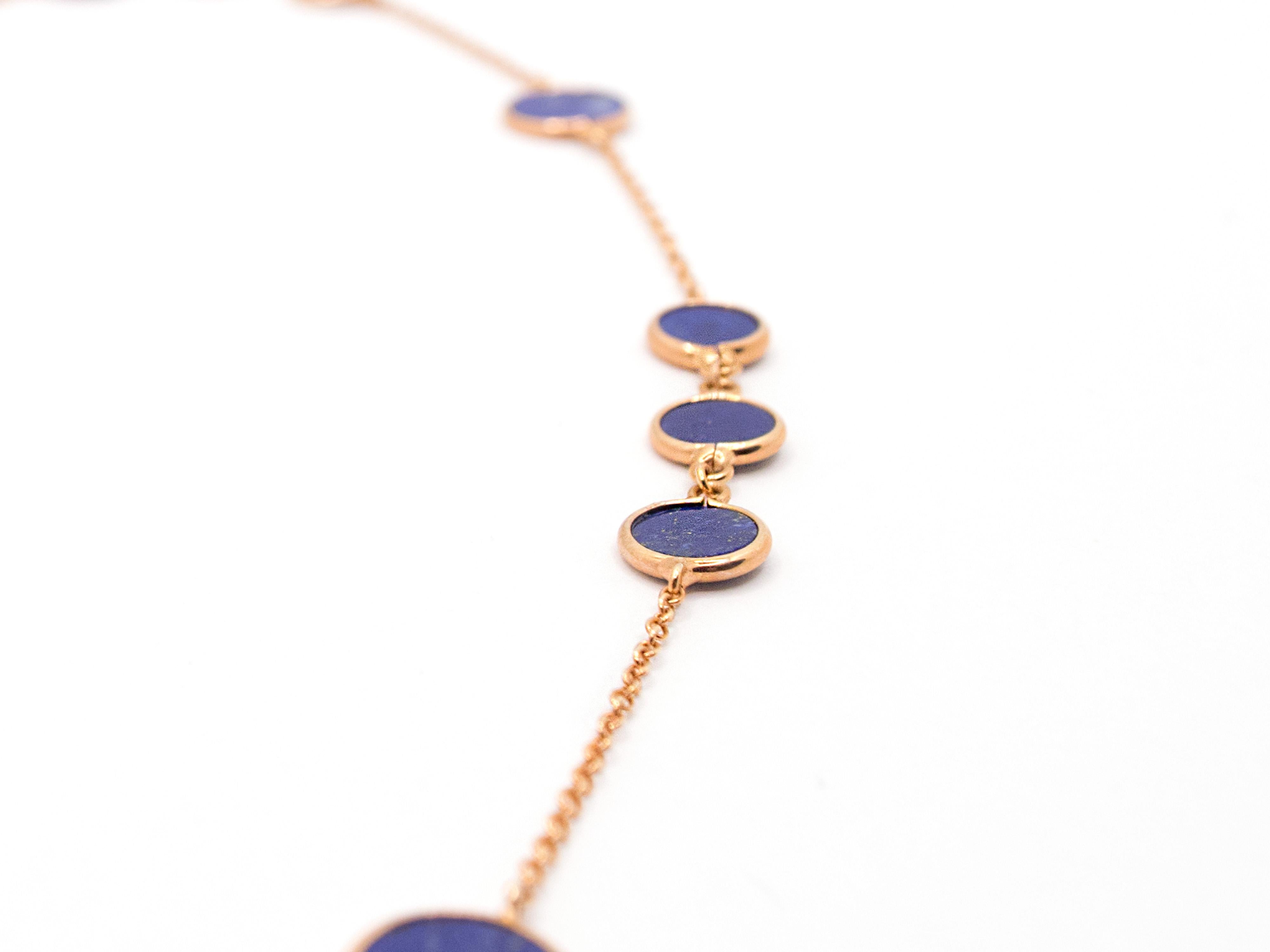 Round Cut 18Kt Rose Gold and Lapis Lazuli Necklace For Sale
