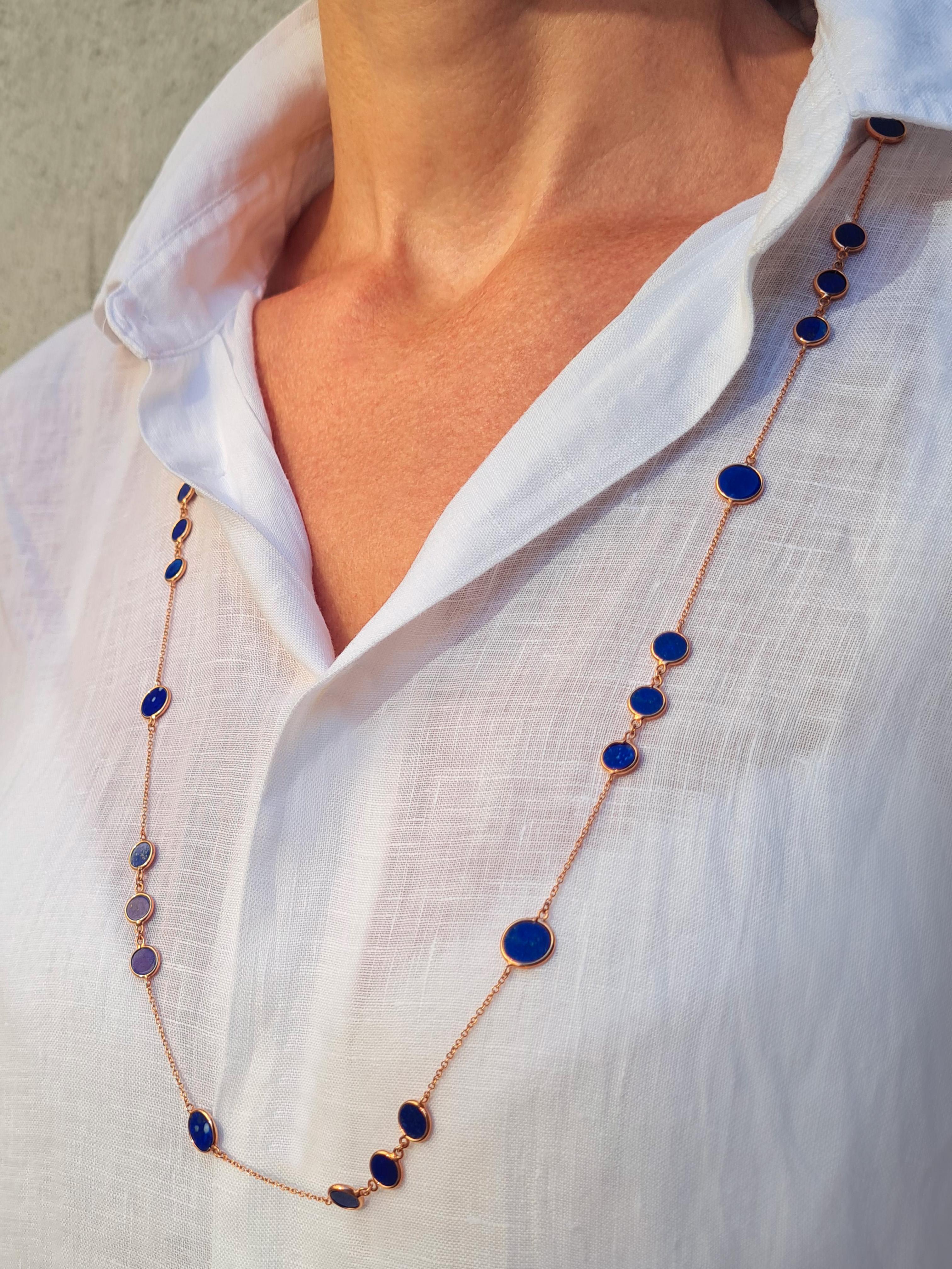 18Kt Rose Gold and Lapis Lazuli Necklace For Sale 1