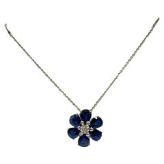 Collana Leopizzo ciondolo a Fiore con zaffiri e diamanti