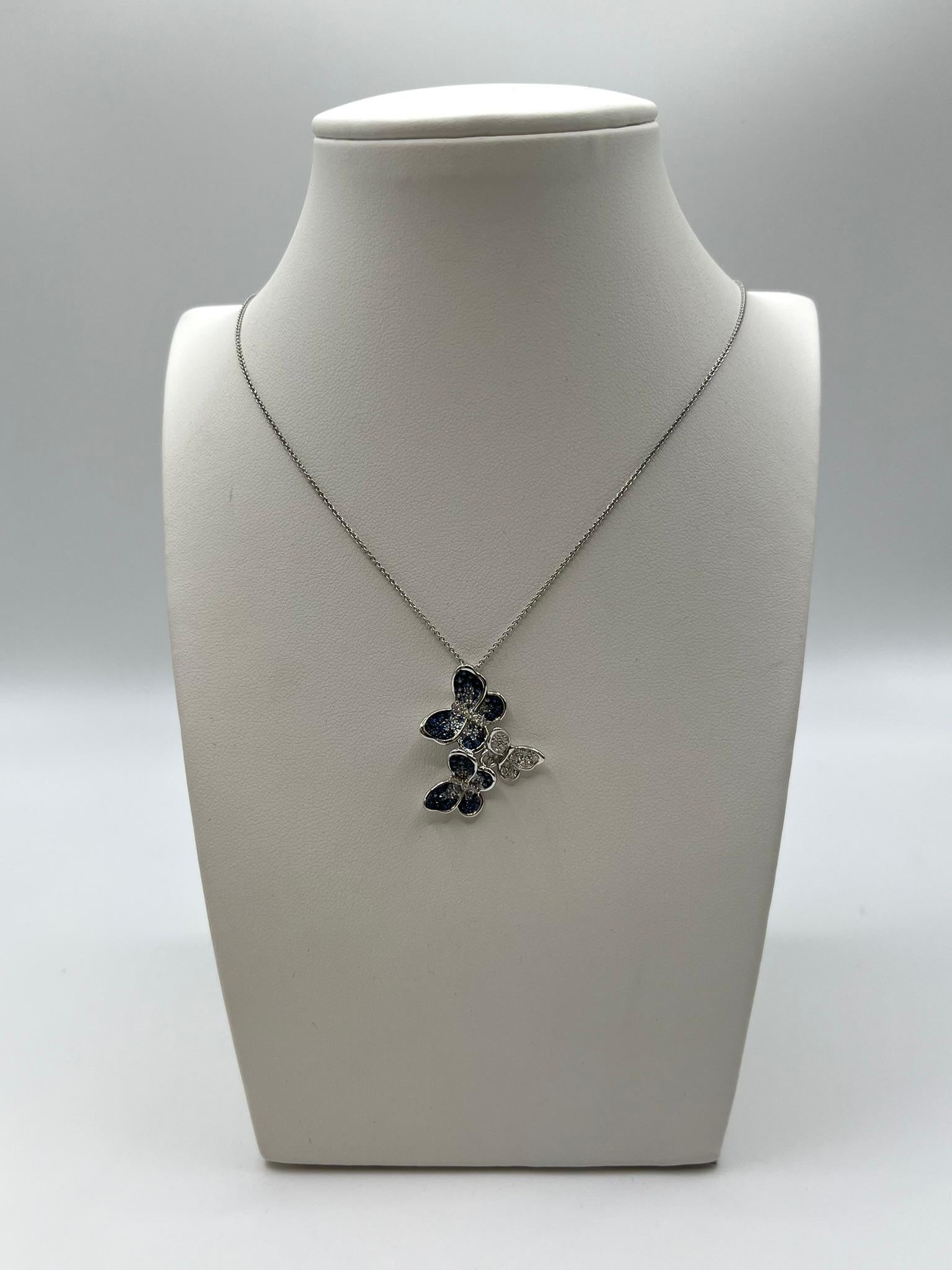 Collana Leopizzo ciondolo con farfalle con zaffiri e diamanti in vendita 1