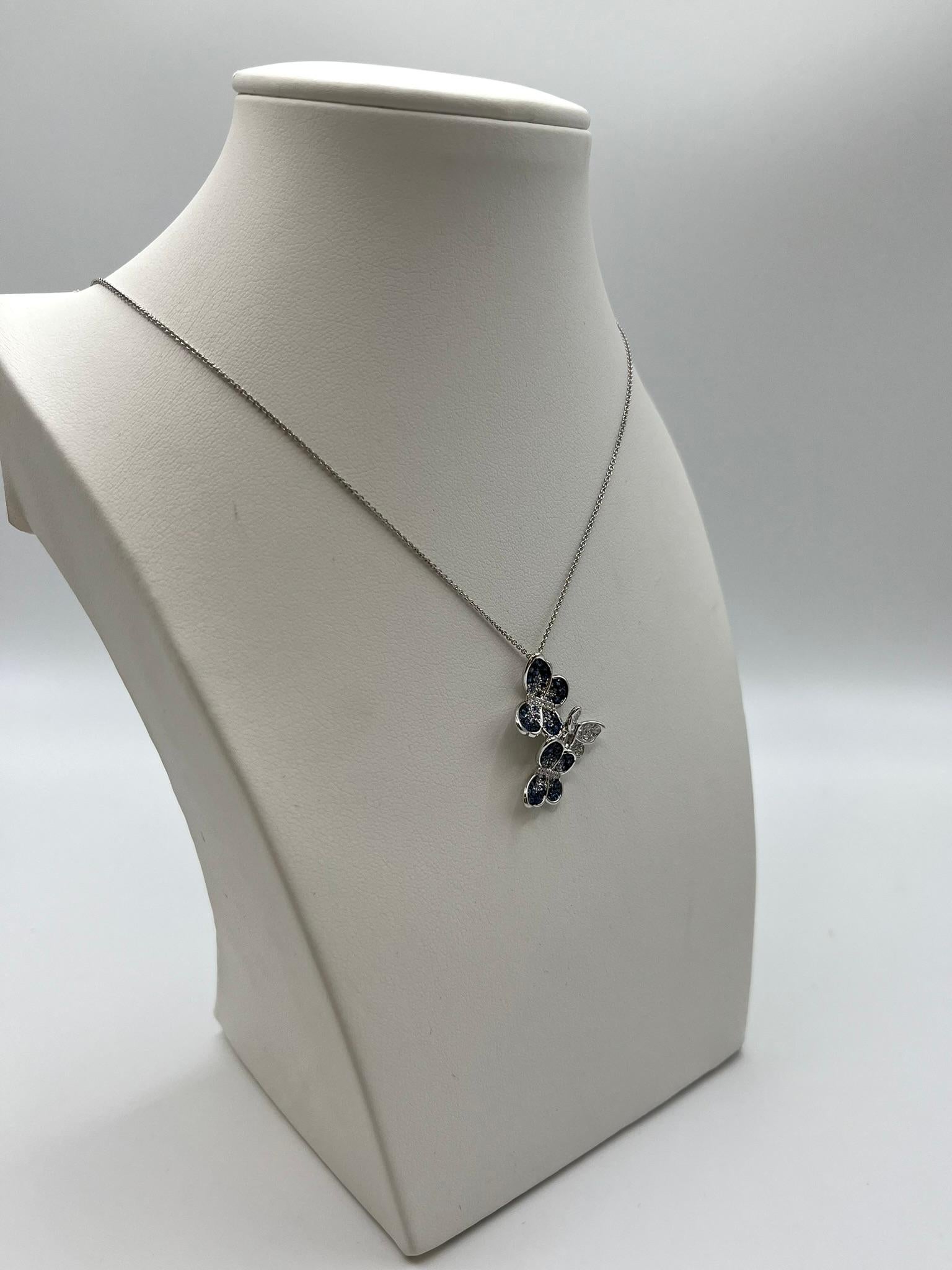 Collana Leopizzo ciondolo con farfalle con zaffiri e diamanti in vendita 3