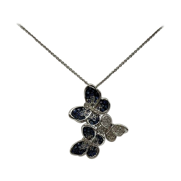 Collana Leopizzo ciondolo con farfalle con zaffiri e diamanti