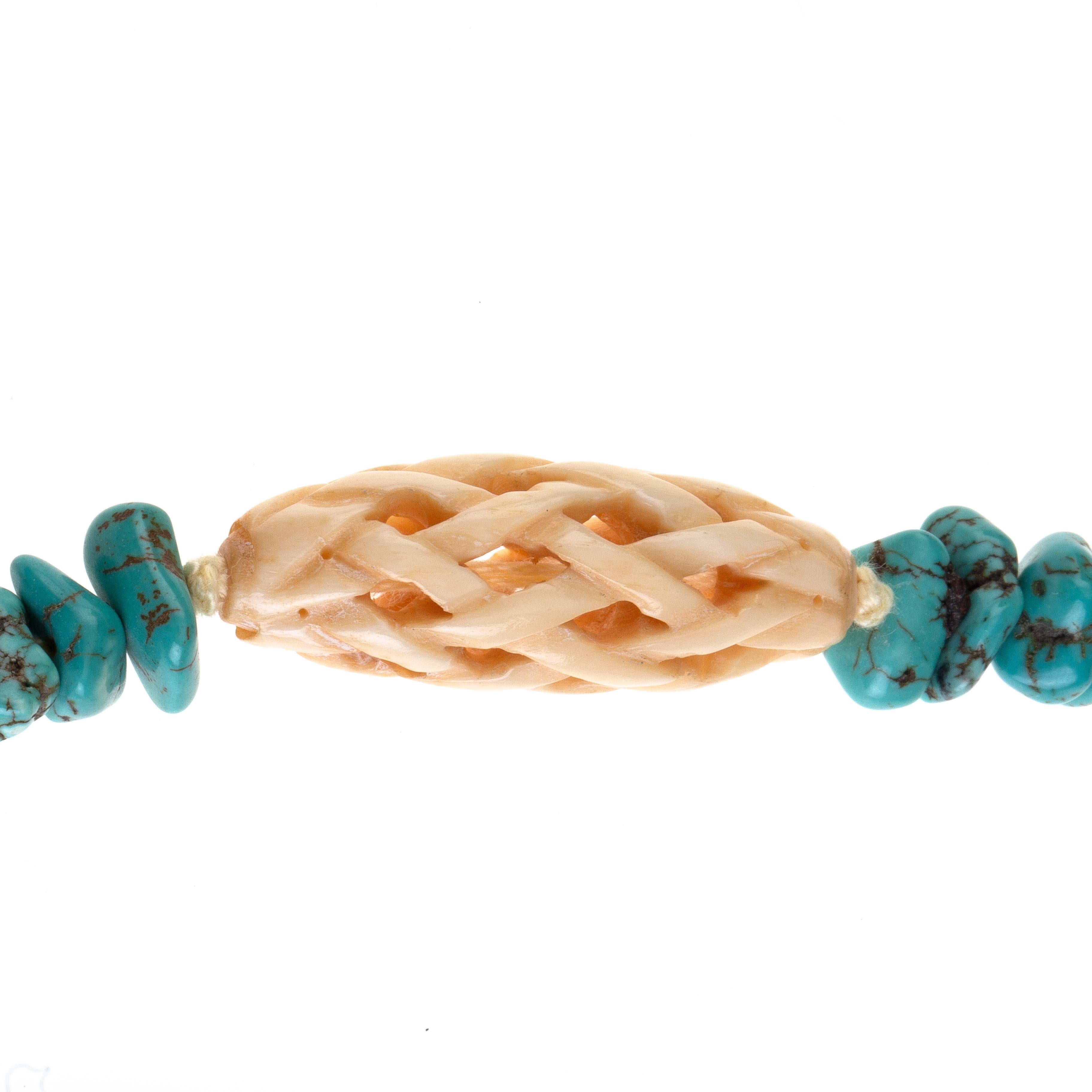 Artiste sautoir en jade chinois ancien et turquoise en vente