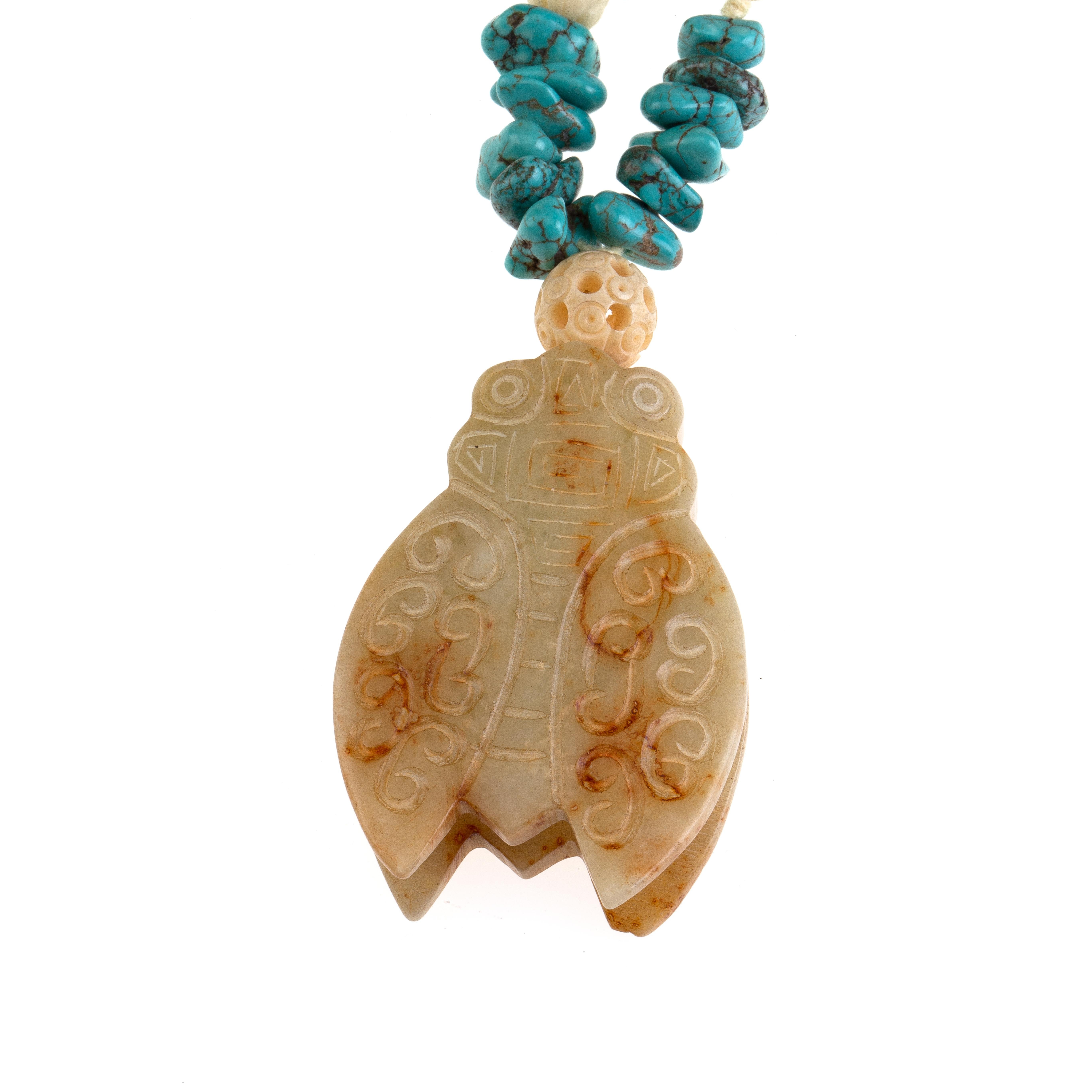Taille mixte sautoir en jade chinois ancien et turquoise en vente