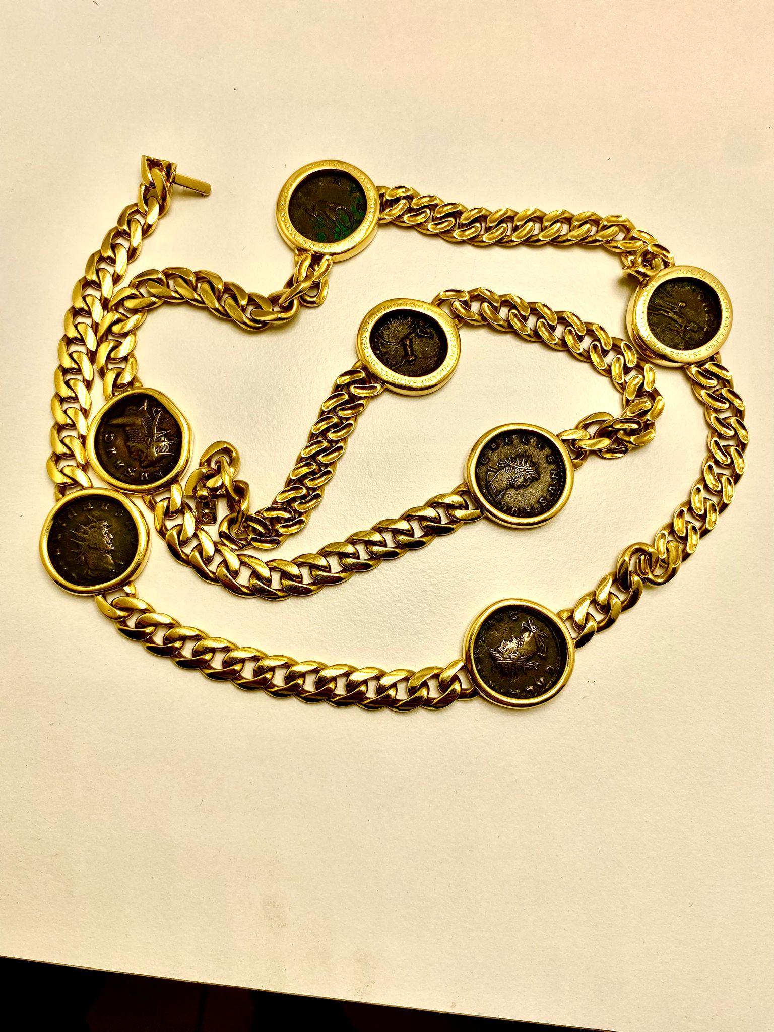 Collana Monet Bulgari Vintage in Oro 18 kt con Monete Romane Autentiche in vendita 2