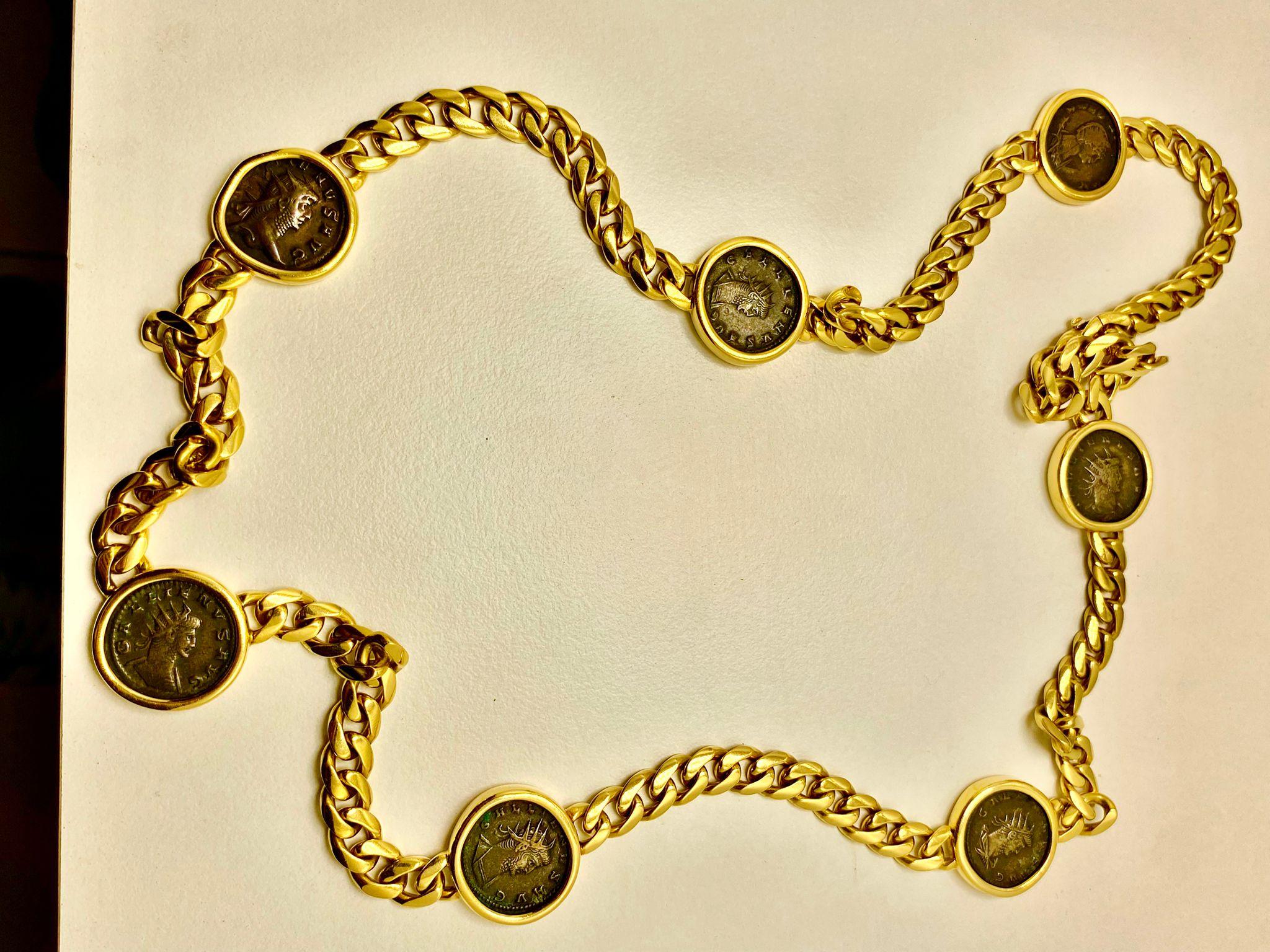 Collana Monet Bulgari Vintage in Oro 18 kt con Monete Romane Autentiche in vendita 3