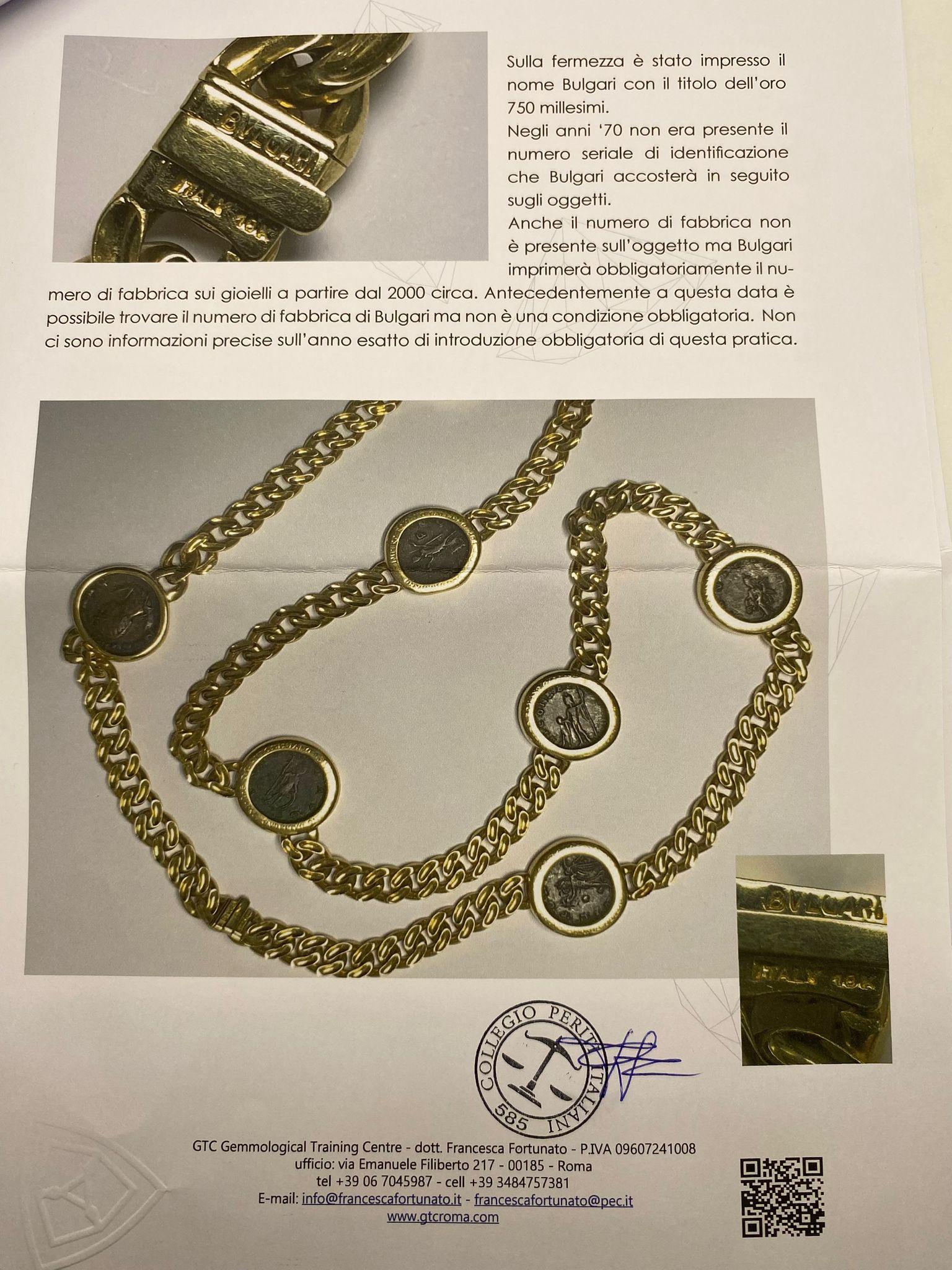 Collana Monet Bulgari Vintage in Oro 18 kt con Monete Romane Autentiche in vendita 5
