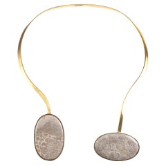 rigid bronze necklace with coral madrepores
