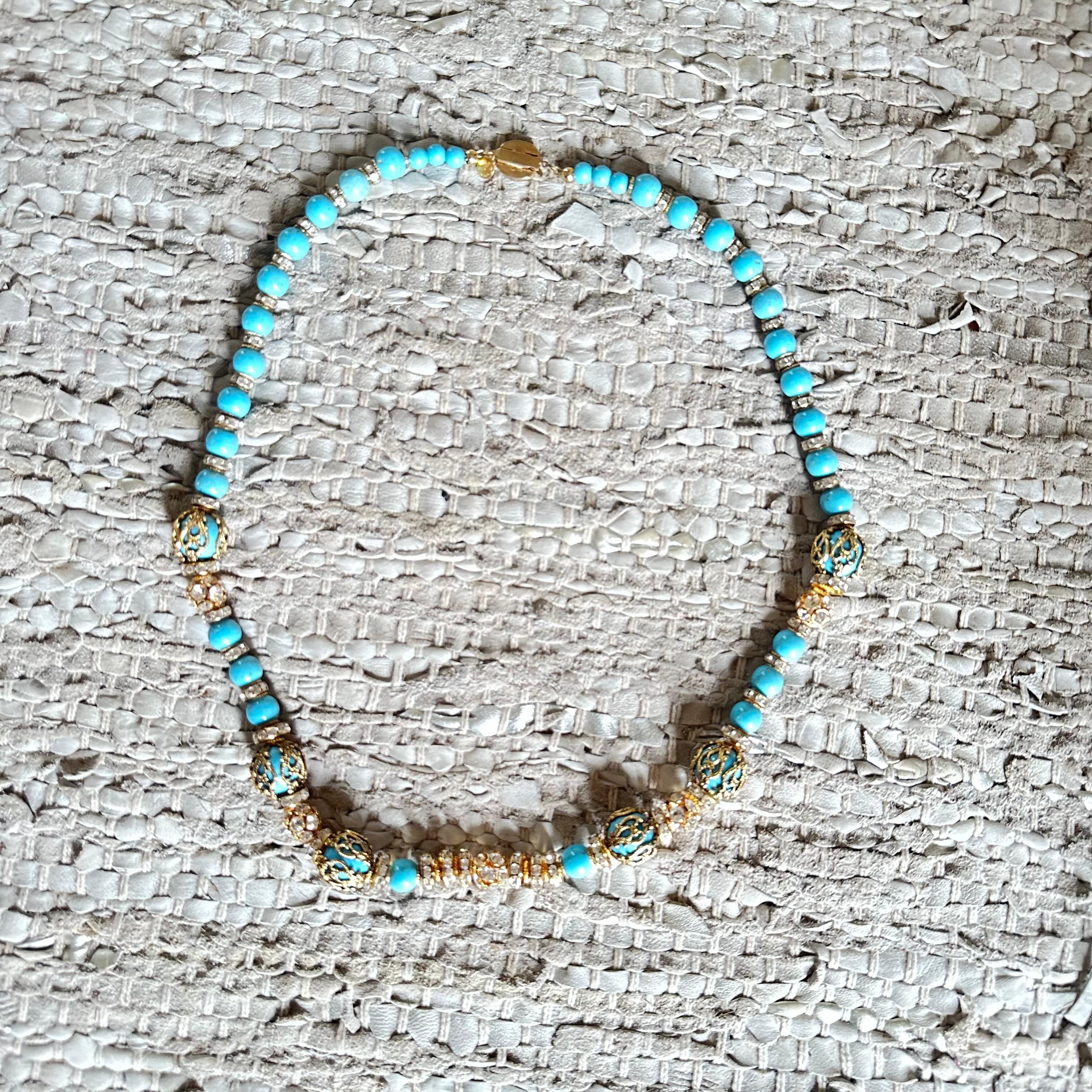 Valentino necklace with turquoise paste and crystals For Sale 6