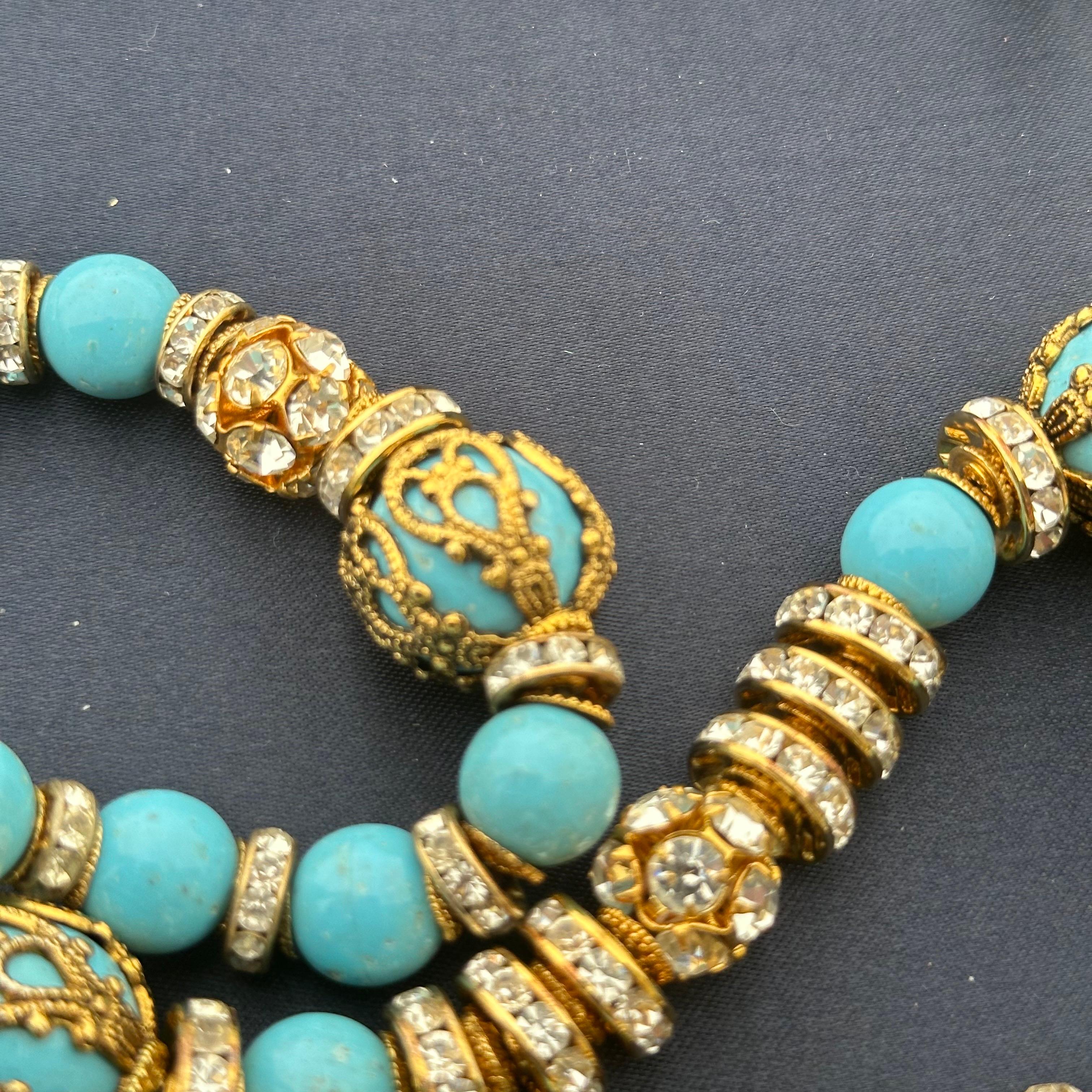 Women's Valentino necklace with turquoise paste and crystals For Sale