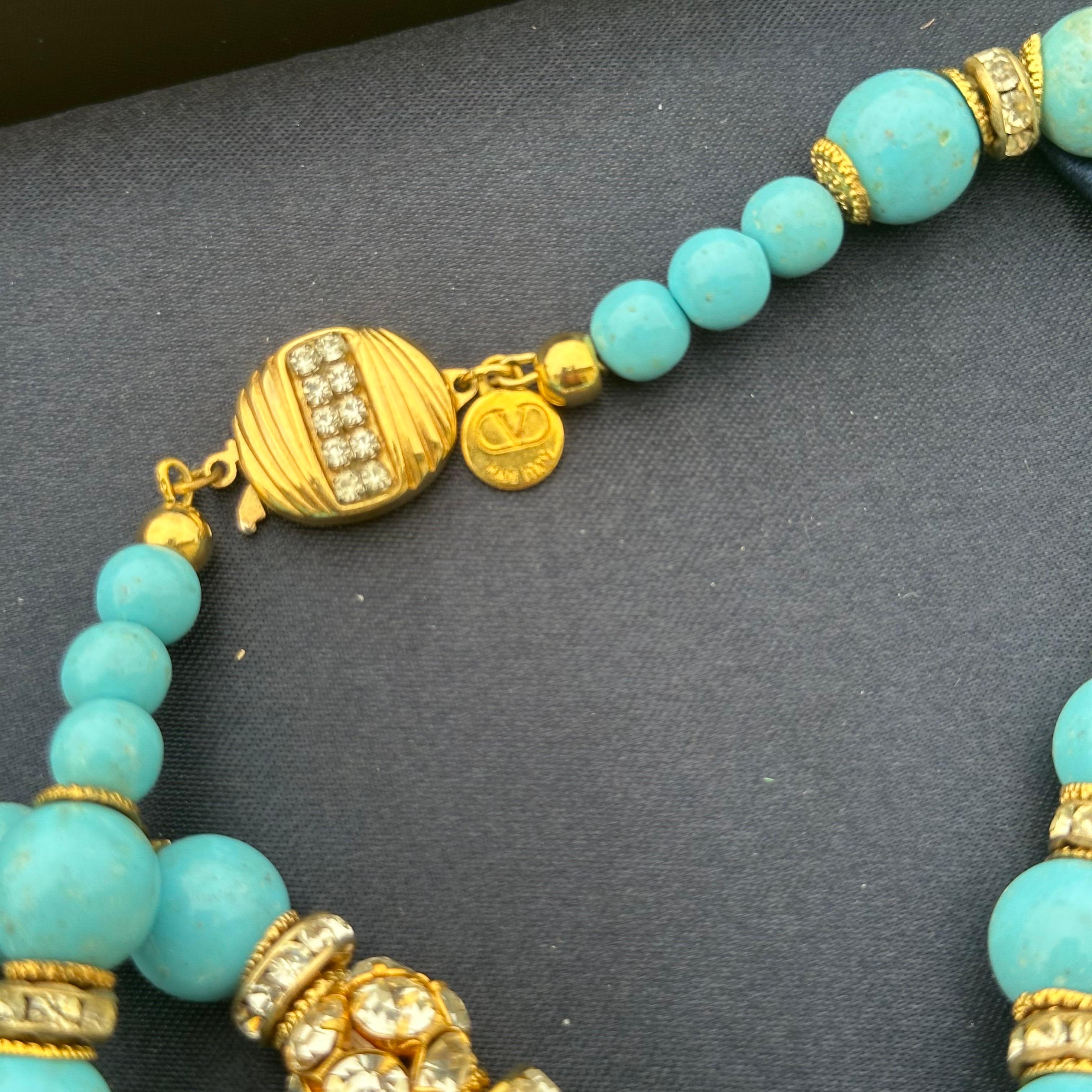 Valentino necklace with turquoise paste and crystals For Sale 1