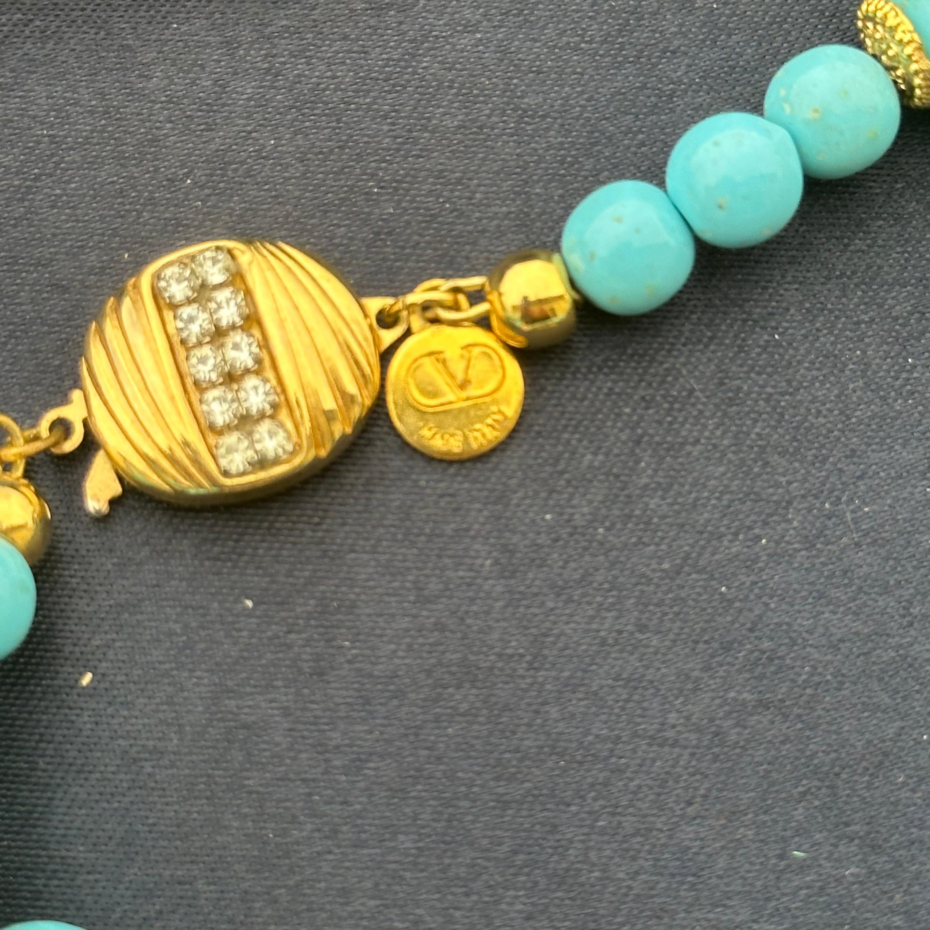 Valentino necklace with turquoise paste and crystals For Sale 2