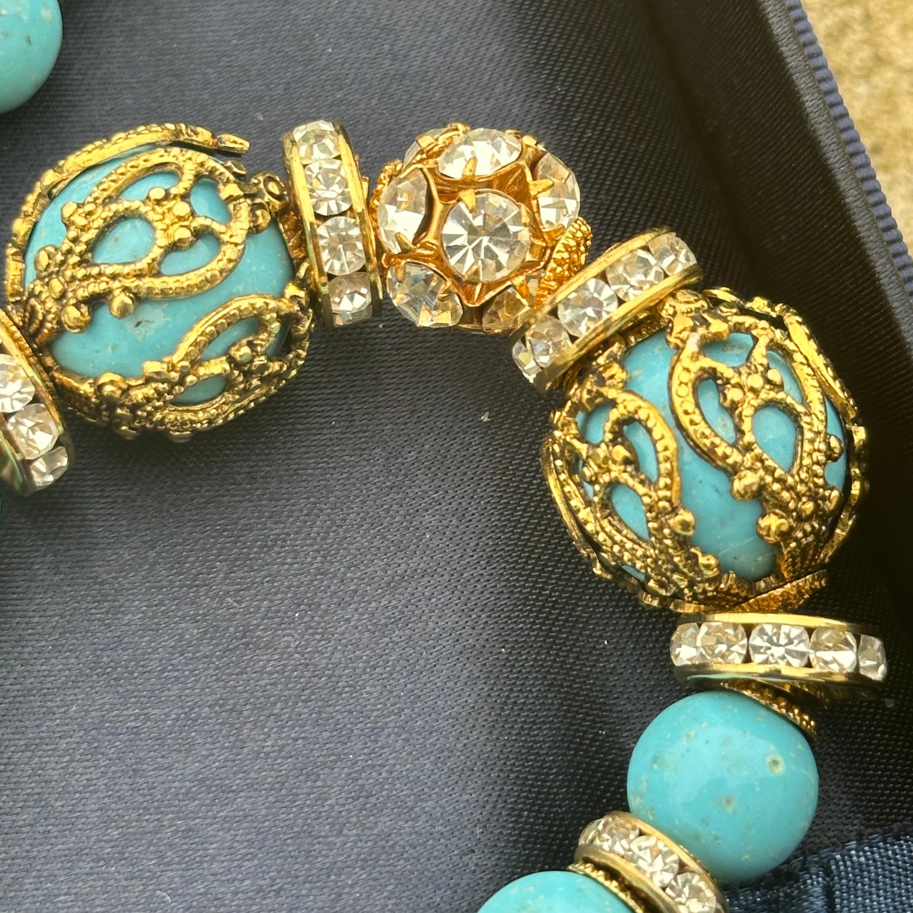 Valentino necklace with turquoise paste and crystals For Sale 3