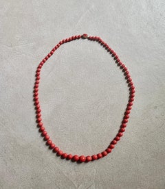 Collana vintage oro 18kt e corallo rosso 70cm