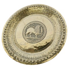 Antique Collapsable Indian Brass Tray Top Table