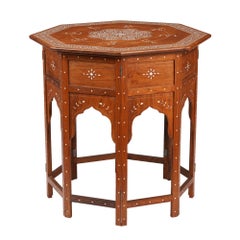 Collapsable Indian octagonal sandalwood tabouret table, 1900's