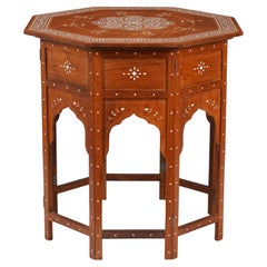 Antique Collapsable Indian octagonal sandalwood tabouret table, 1900's