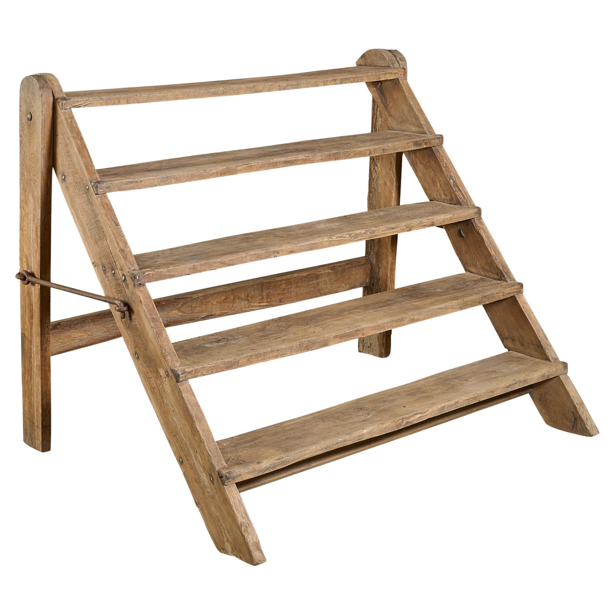Collapsable Vineyard Stairs for Accessing Extra Large Wine Barrels For Sale