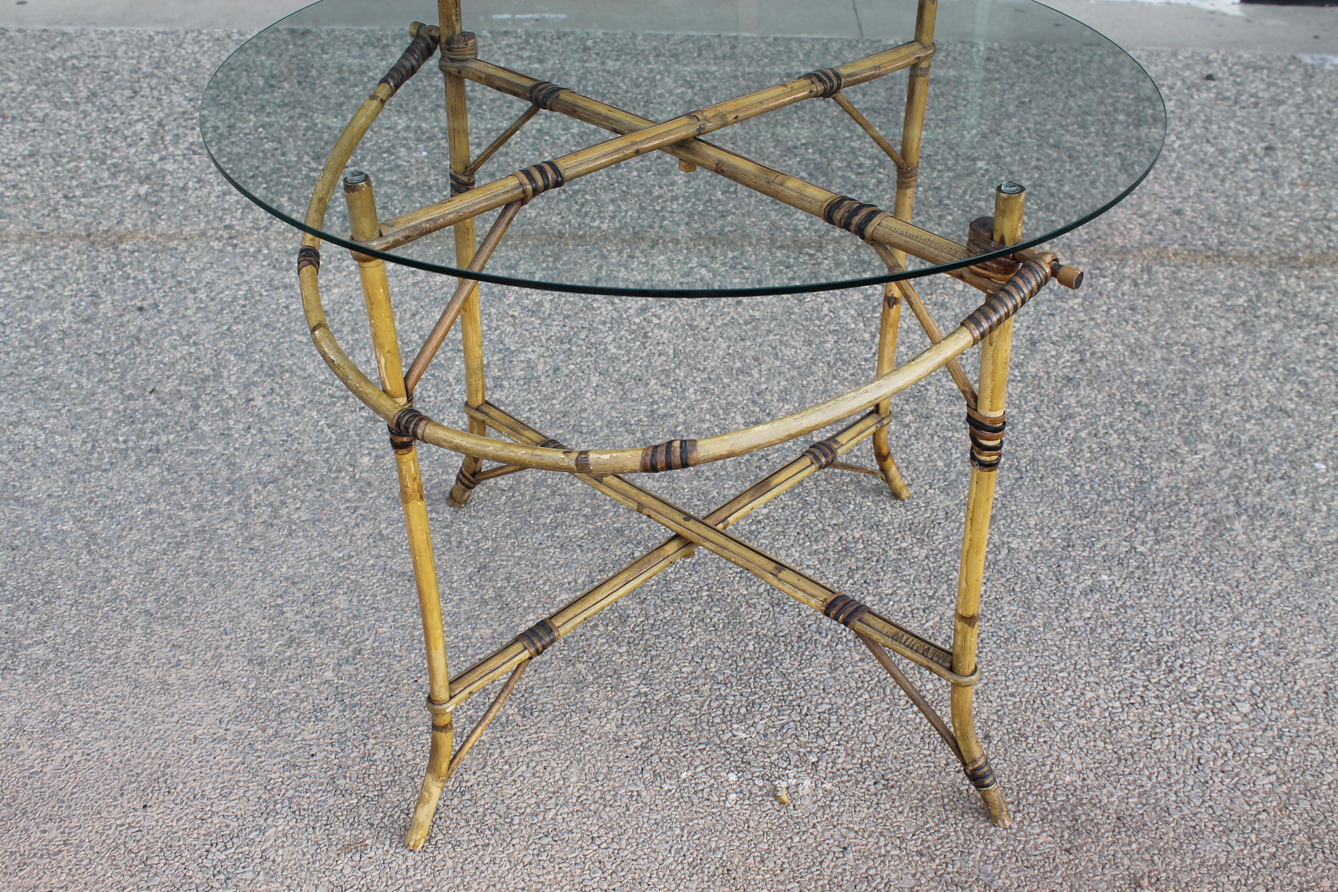 Victorian Collapsible Bamboo and Rattan Occasional Table