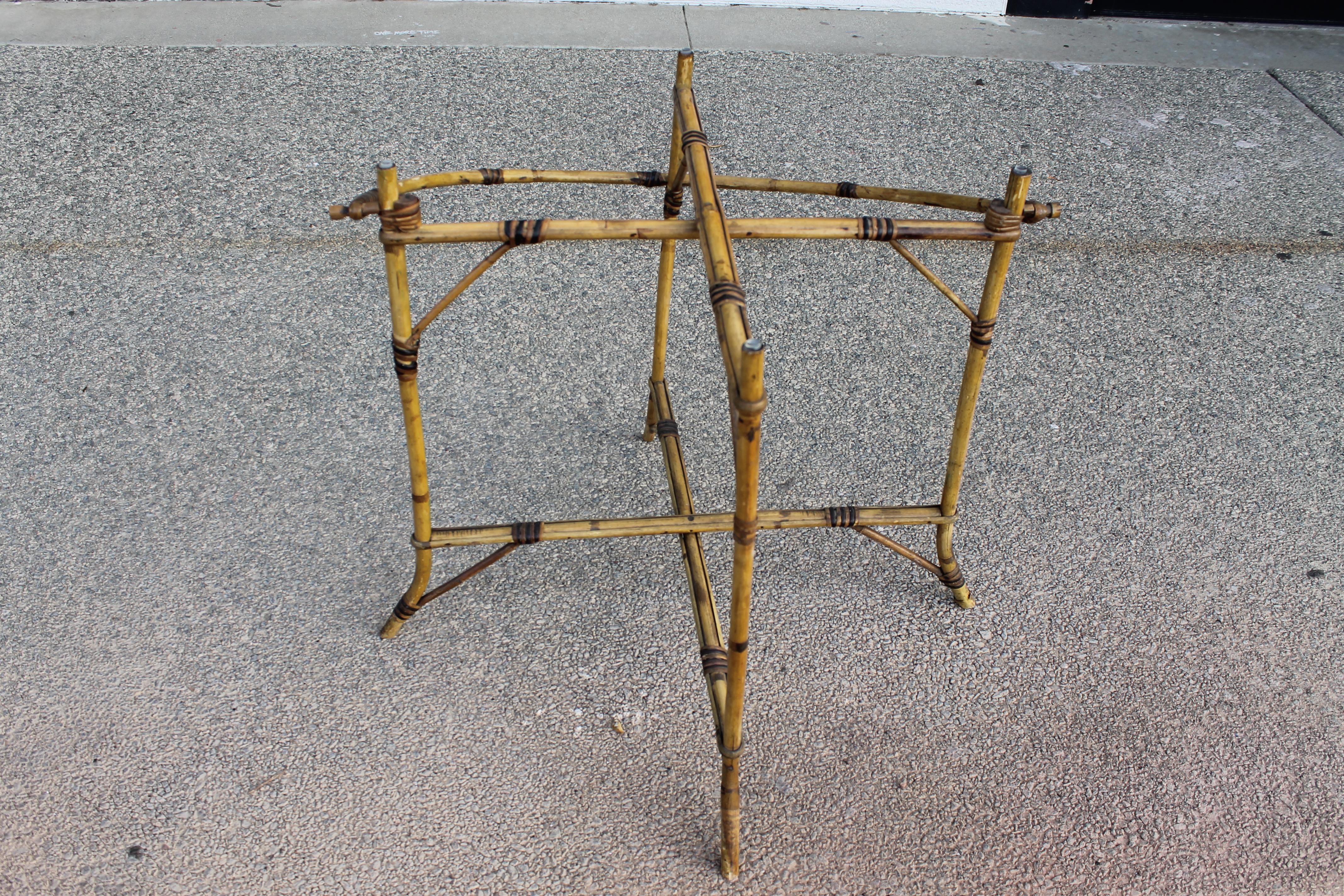 Early 20th Century Collapsible Bamboo and Rattan Occasional Table