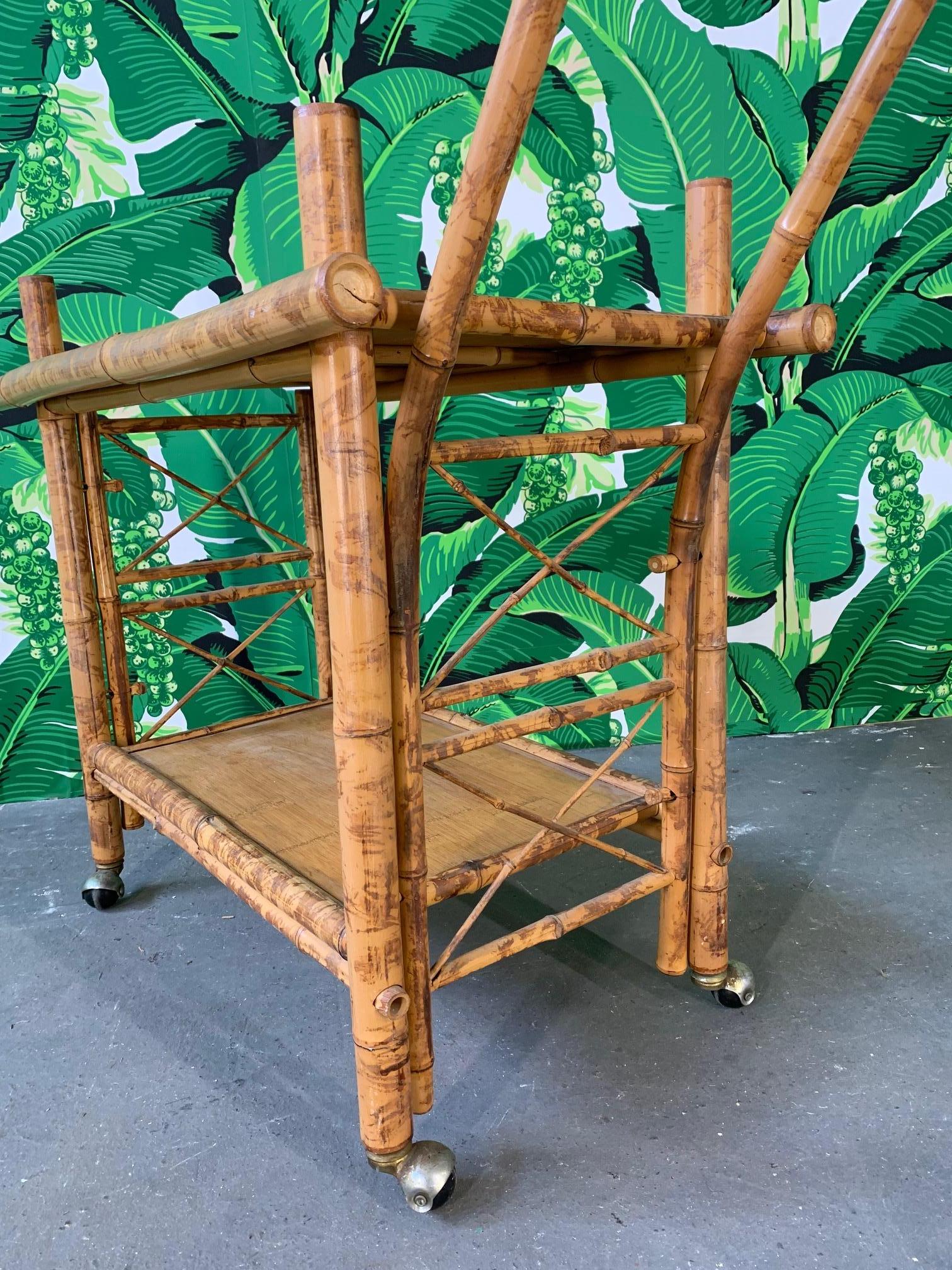 Collapsible Tiger Bamboo Bar Cart 3