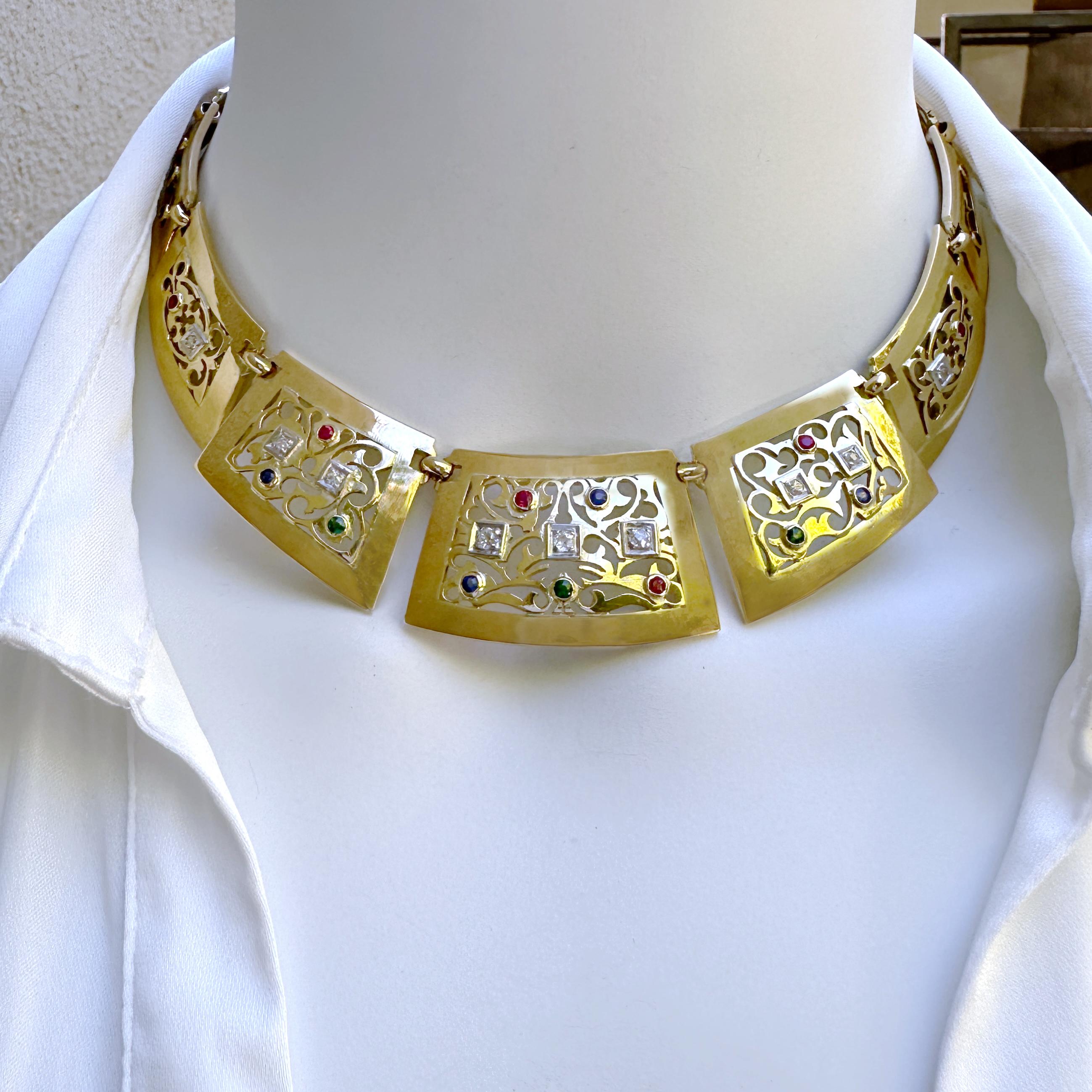 We acquired this dramatic and sexy collar in 2024.  It's a custom piece, reportedly made sometime between 1960 and 1980 by a Los Angeles goldsmith, but the piece is not signed.  We would find this surprising if not for the fact that our own