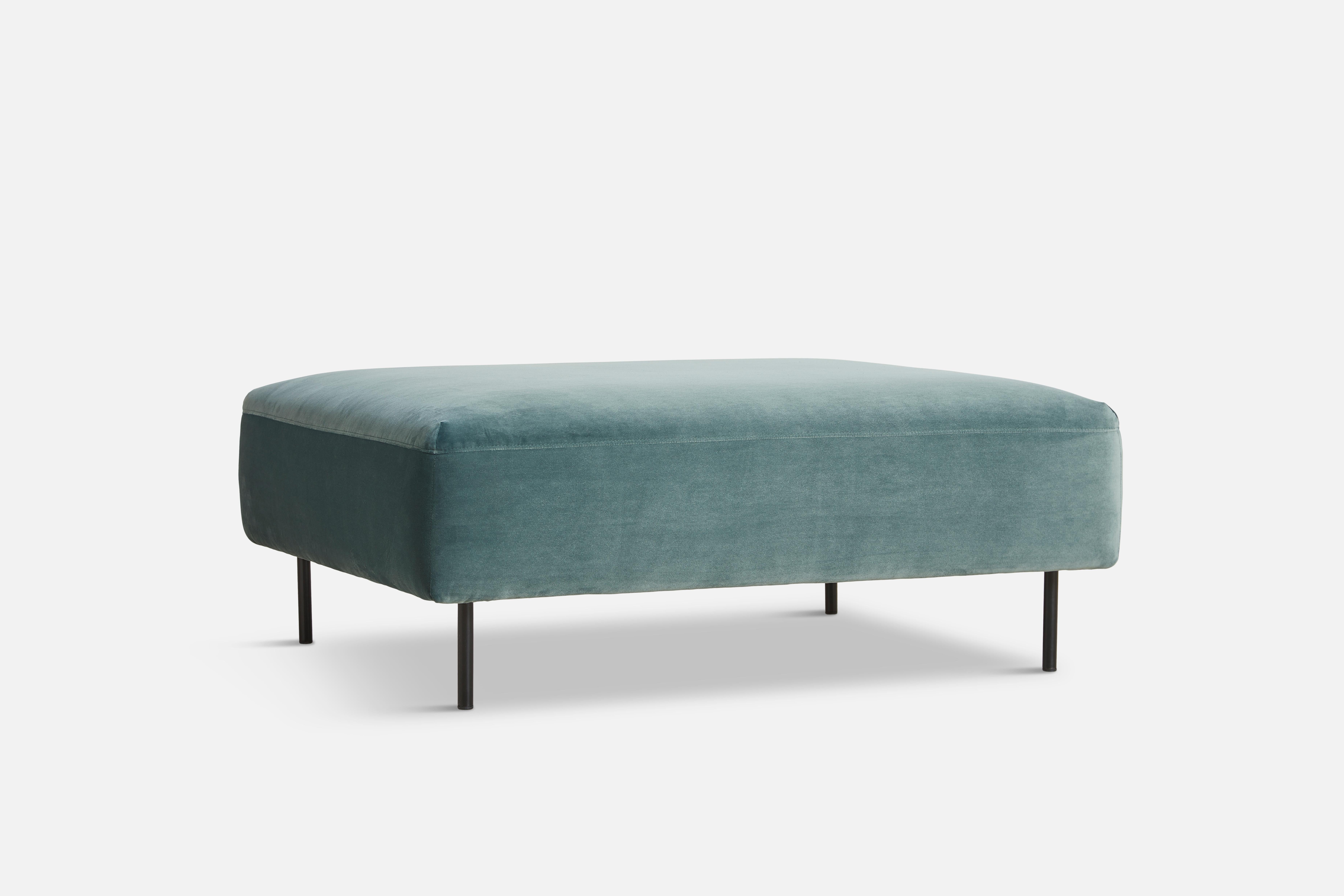 Collar ottoman pine by Meike Harde
Materials: Plywood, metal, foam, elastic belts, fabric (Nevotex Icon, 1375 Pine)
Dimensions: D 87.5 x W 106.5 x H 40 cm
Also available in different colours and materials. 

The founders, Mia and Torben Koed,