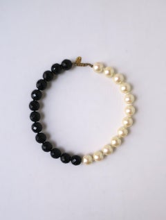 Halskette aus Perlen und schwarzem Onyx-Esque Designer Miriam Haskell