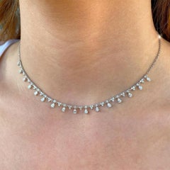 Collar Shaker Pear Cut 2.12 Carat Diamond White Gold Dangling Choker Necklace