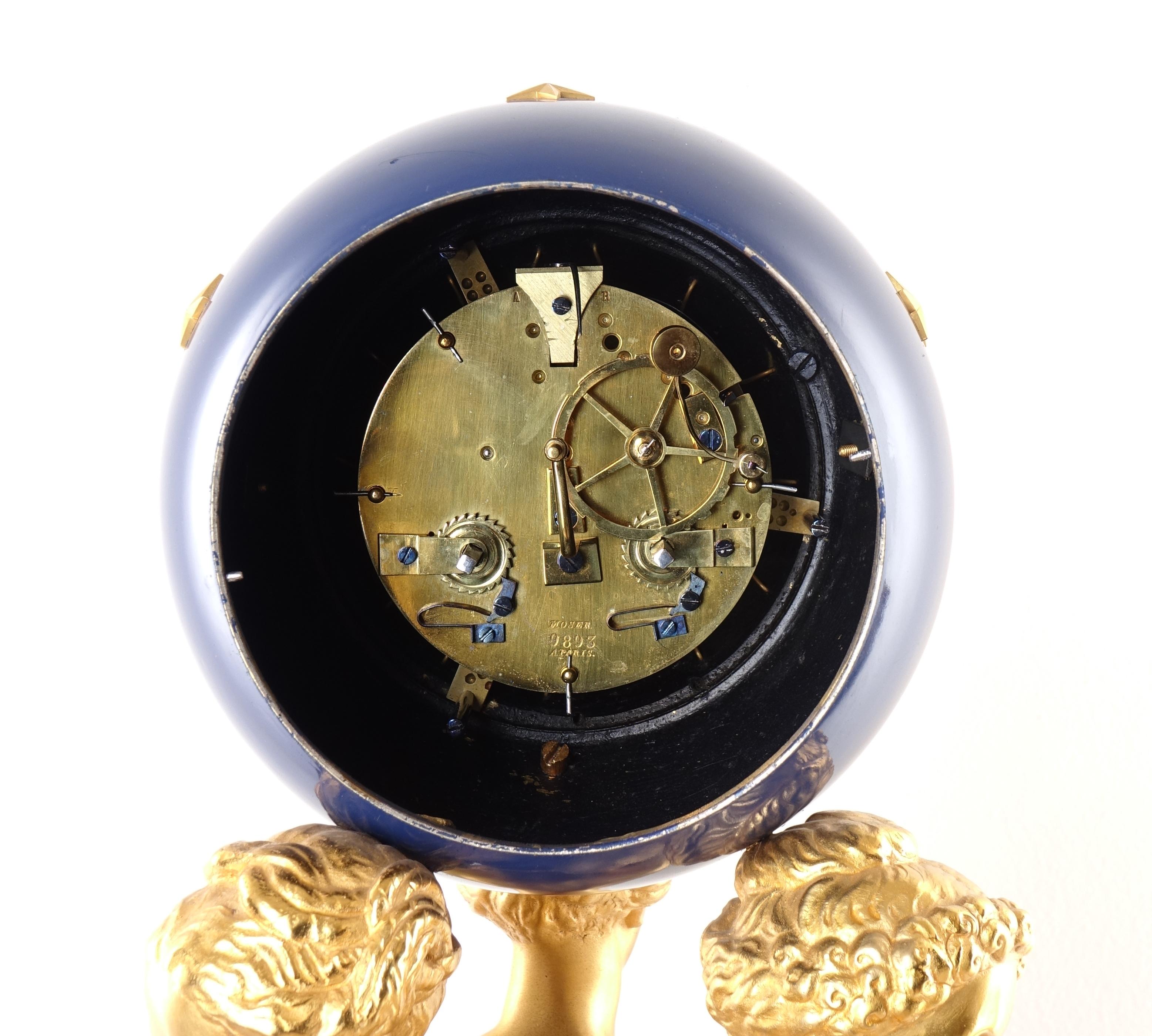 Collas Achille for Ferdinand Barbedienne, Gilt Bronze Clock, Three Graces Sculp 7