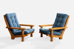 Collden, Lounge Chairs, Pine, Fabric, Sweden, 1970s