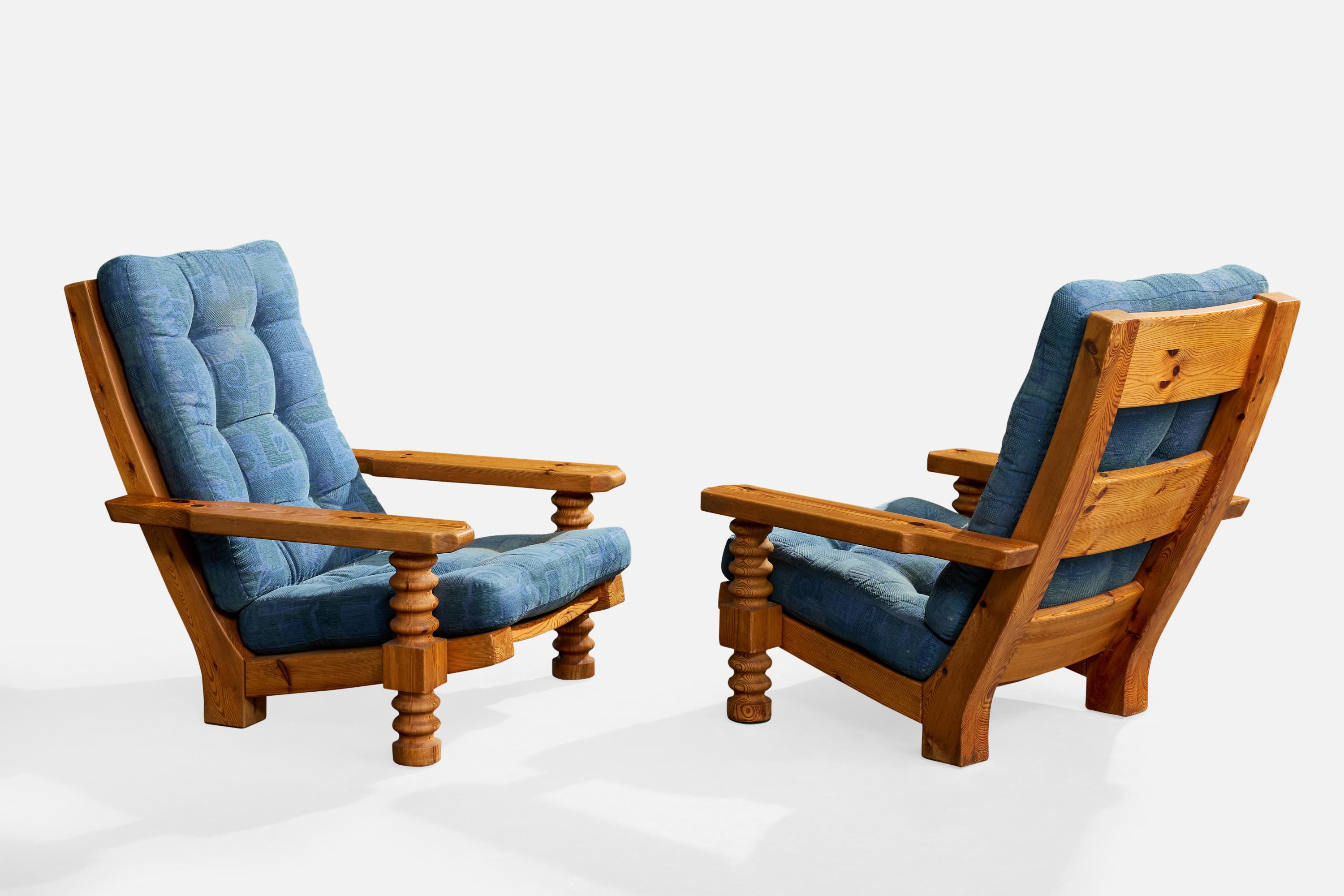 Mid-Century Modern Chaises longues Collden, pin, tissu, Suède, 1970 en vente