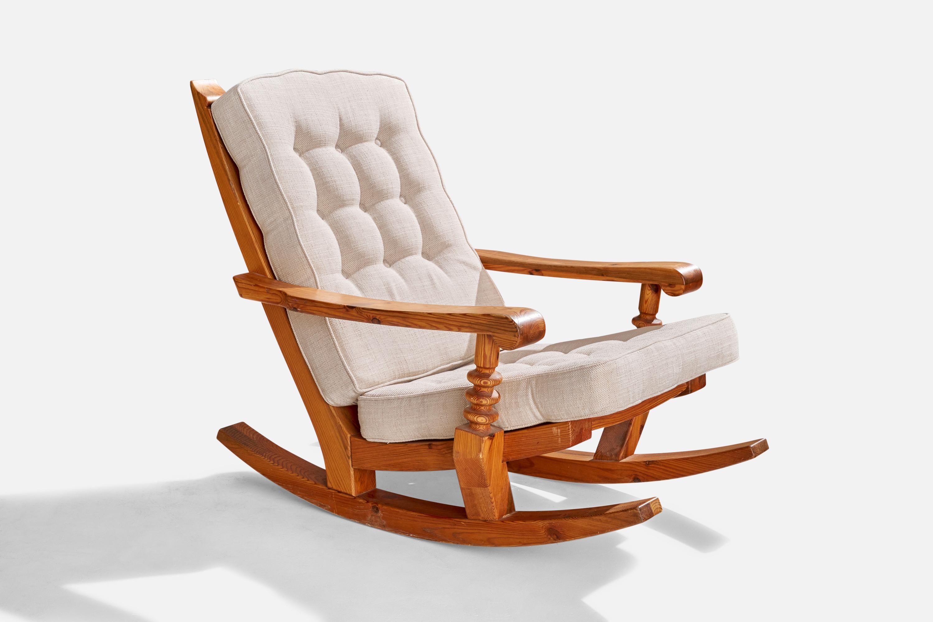 Fin du 20e siècle Chaises longues à bascule Collden, pin, tissu, Suède, 1970 en vente
